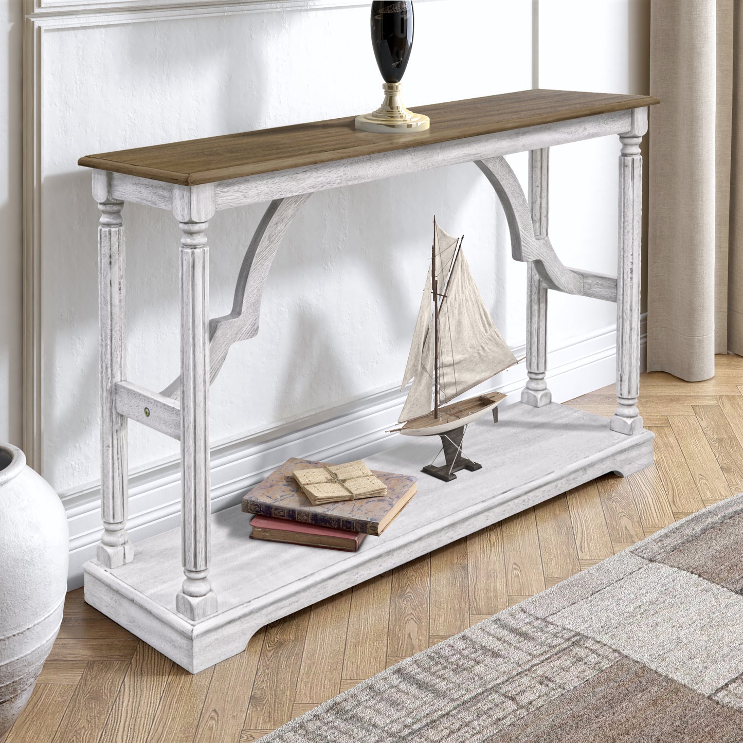 Galano Wood Console Table with Lower Shelf 45.9" W x 11.8" D x 29.9" H