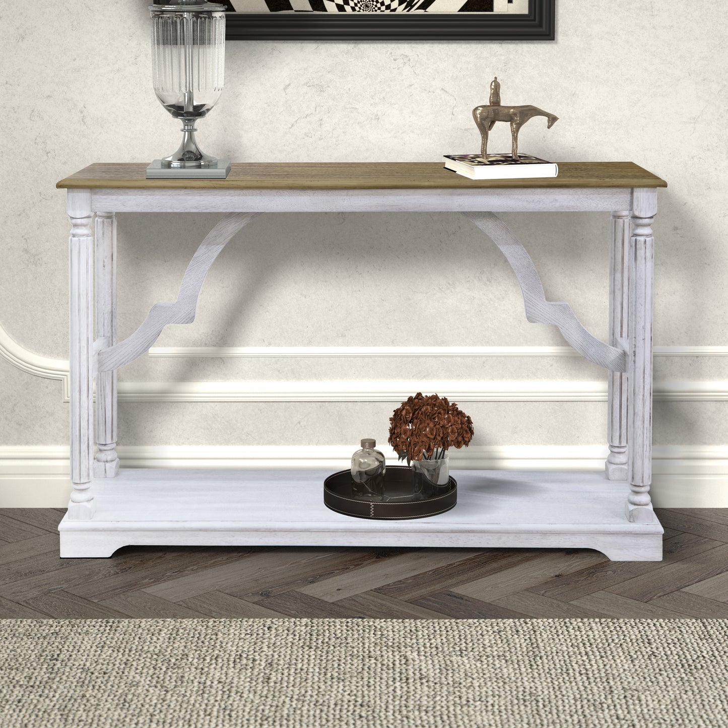 Galano Wood Console Table with Lower Shelf 45.9" W x 11.8" D x 29.9" H