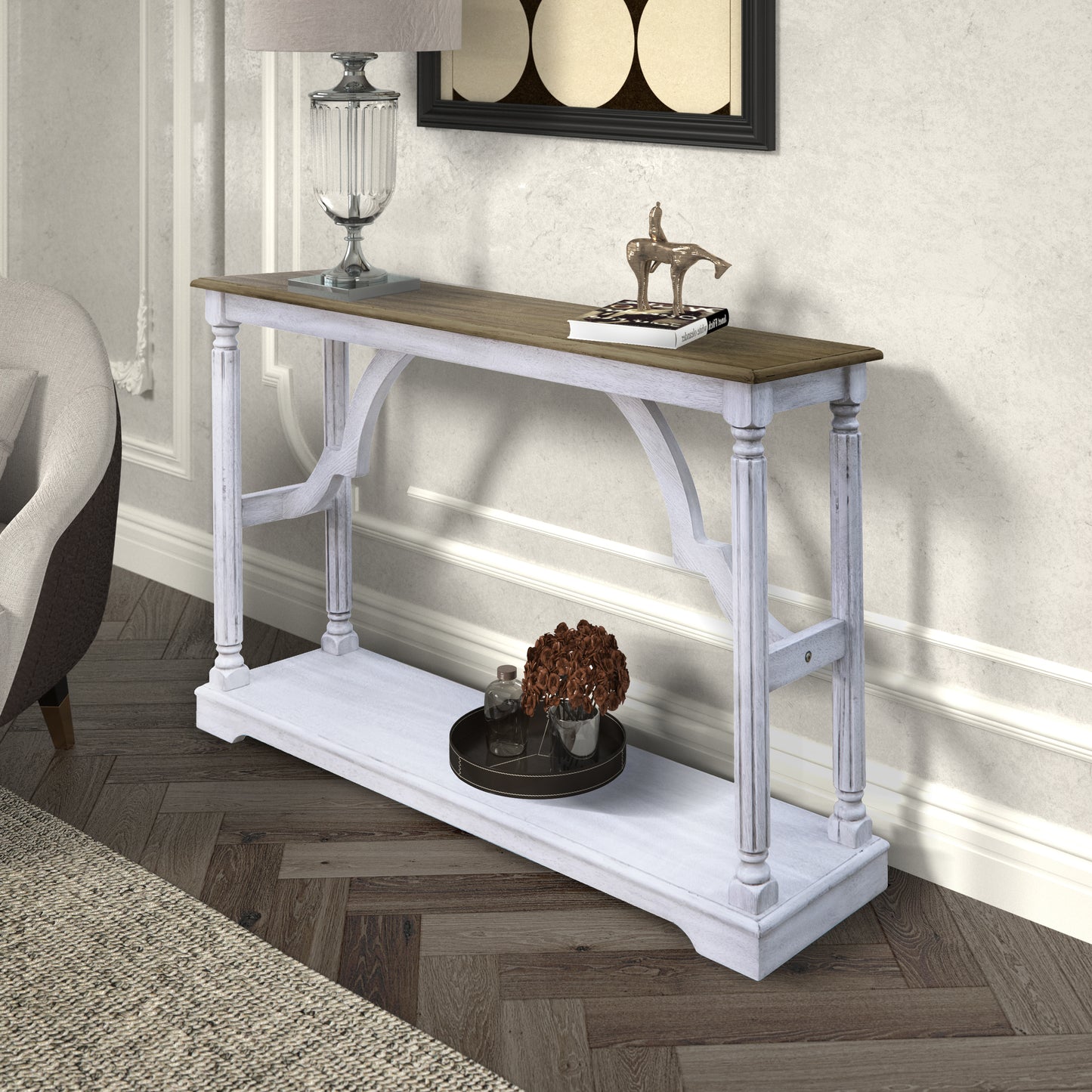 Galano Wood Console Table with Lower Shelf 45.9" W x 11.8" D x 29.9" H