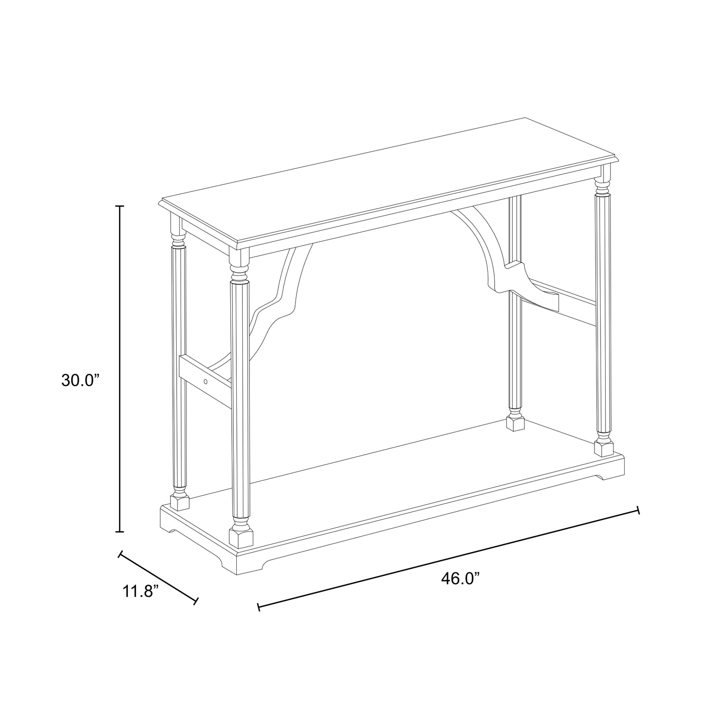 Galano Wood Console Table with Lower Shelf 45.9" W x 11.8" D x 29.9" H
