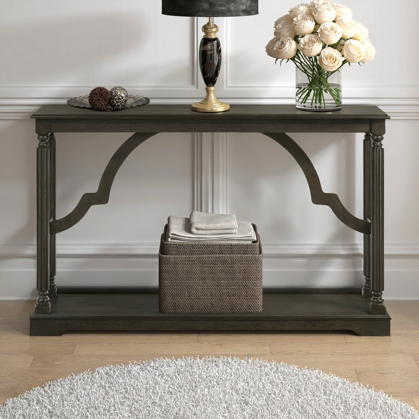 Galano Wood Console Table with Lower Shelf 45.9" W x 11.8" D x 29.9" H
