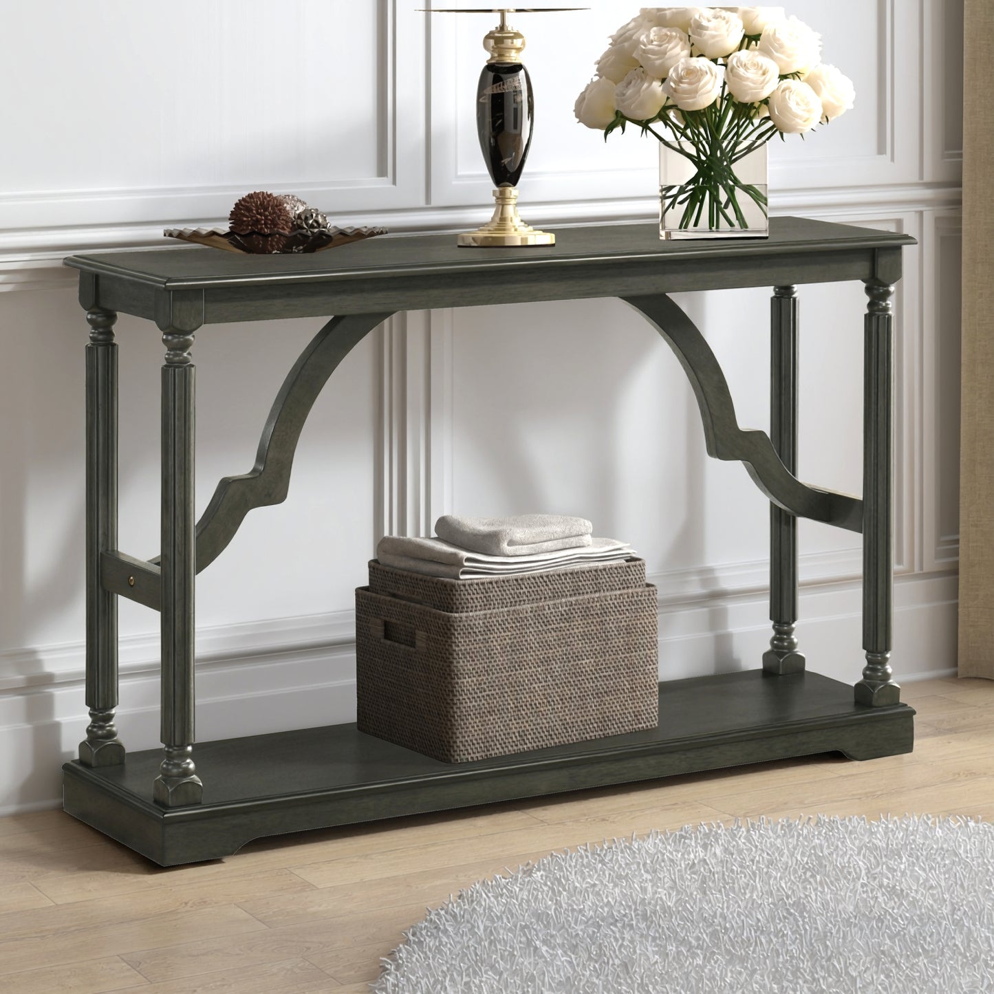 Galano Wood Console Table with Lower Shelf 45.9" W x 11.8" D x 29.9" H