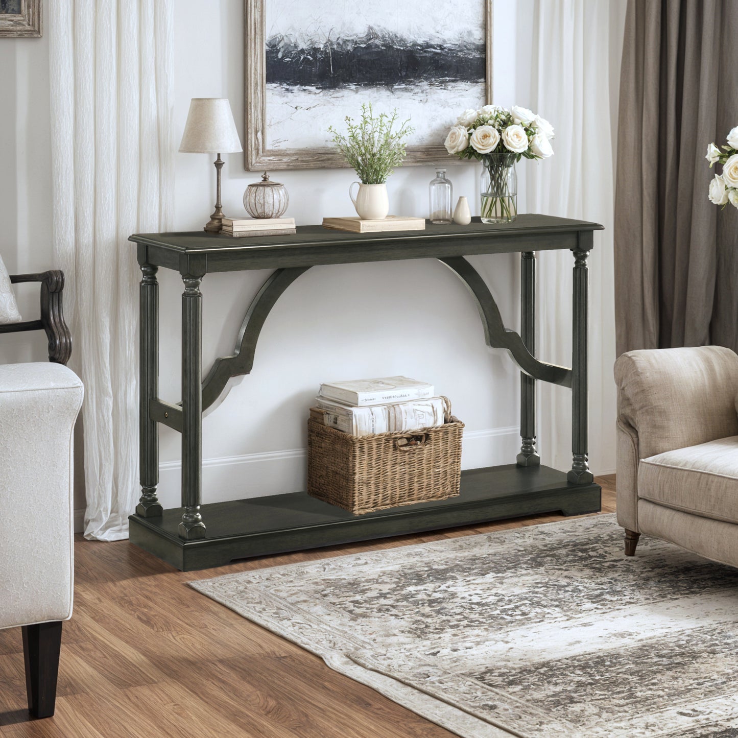 Galano Wood Console Table with Lower Shelf 45.9" W x 11.8" D x 29.9" H