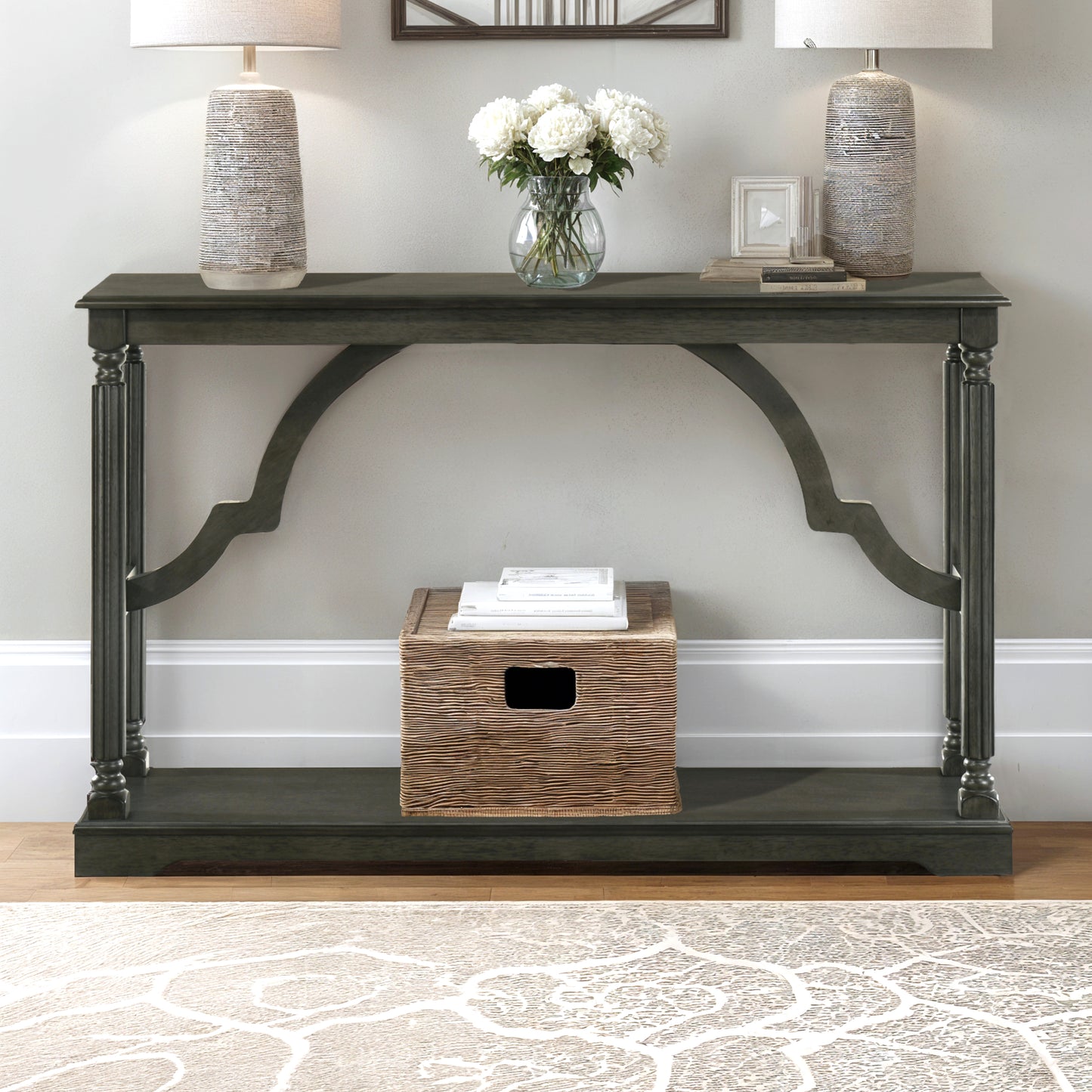 Galano Wood Console Table with Lower Shelf 45.9" W x 11.8" D x 29.9" H