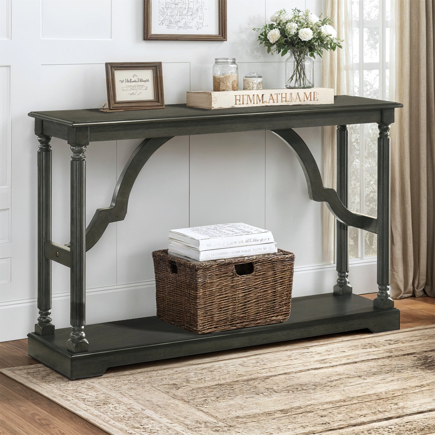 Galano Wood Console Table with Lower Shelf 45.9" W x 11.8" D x 29.9" H