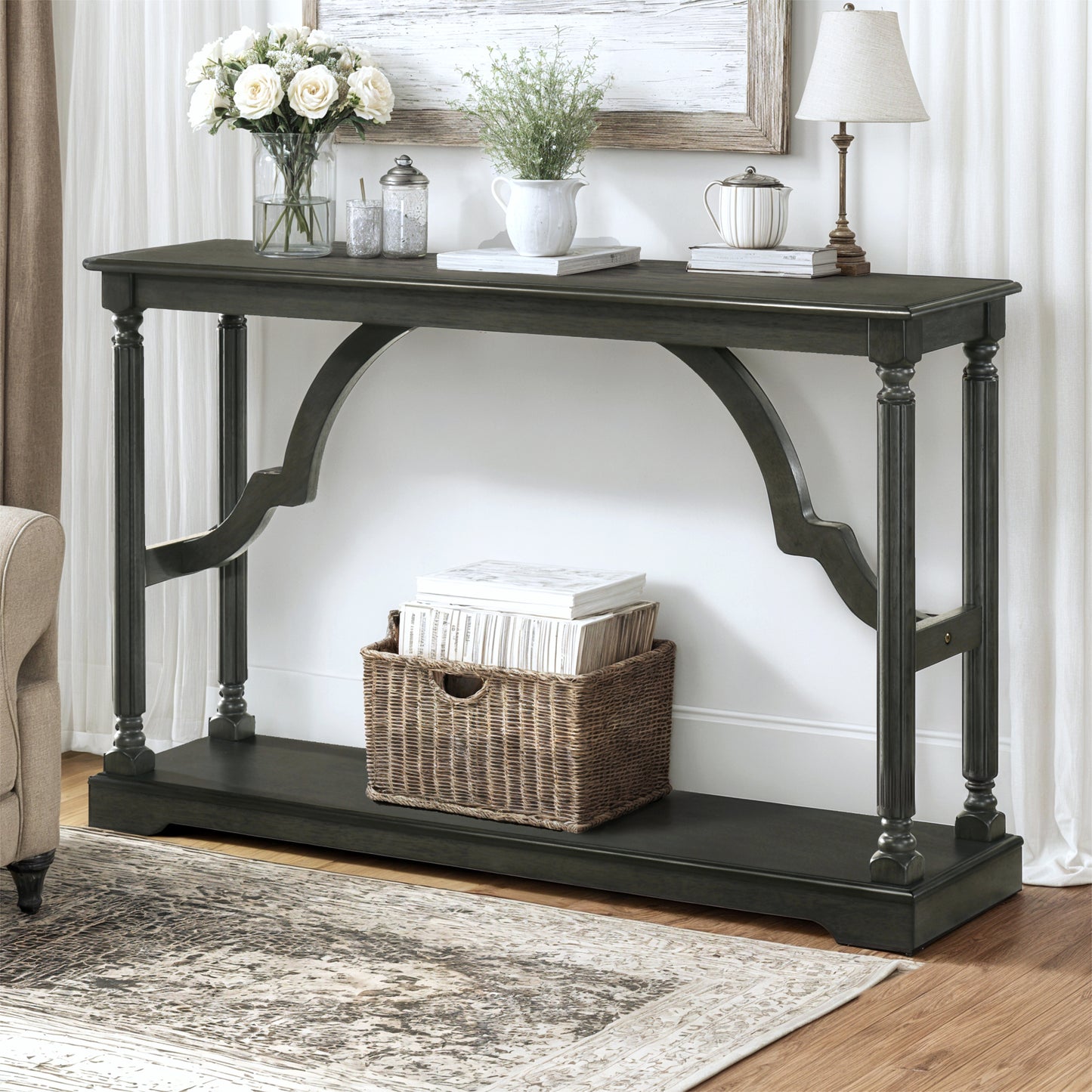 Galano Wood Console Table with Lower Shelf 45.9" W x 11.8" D x 29.9" H