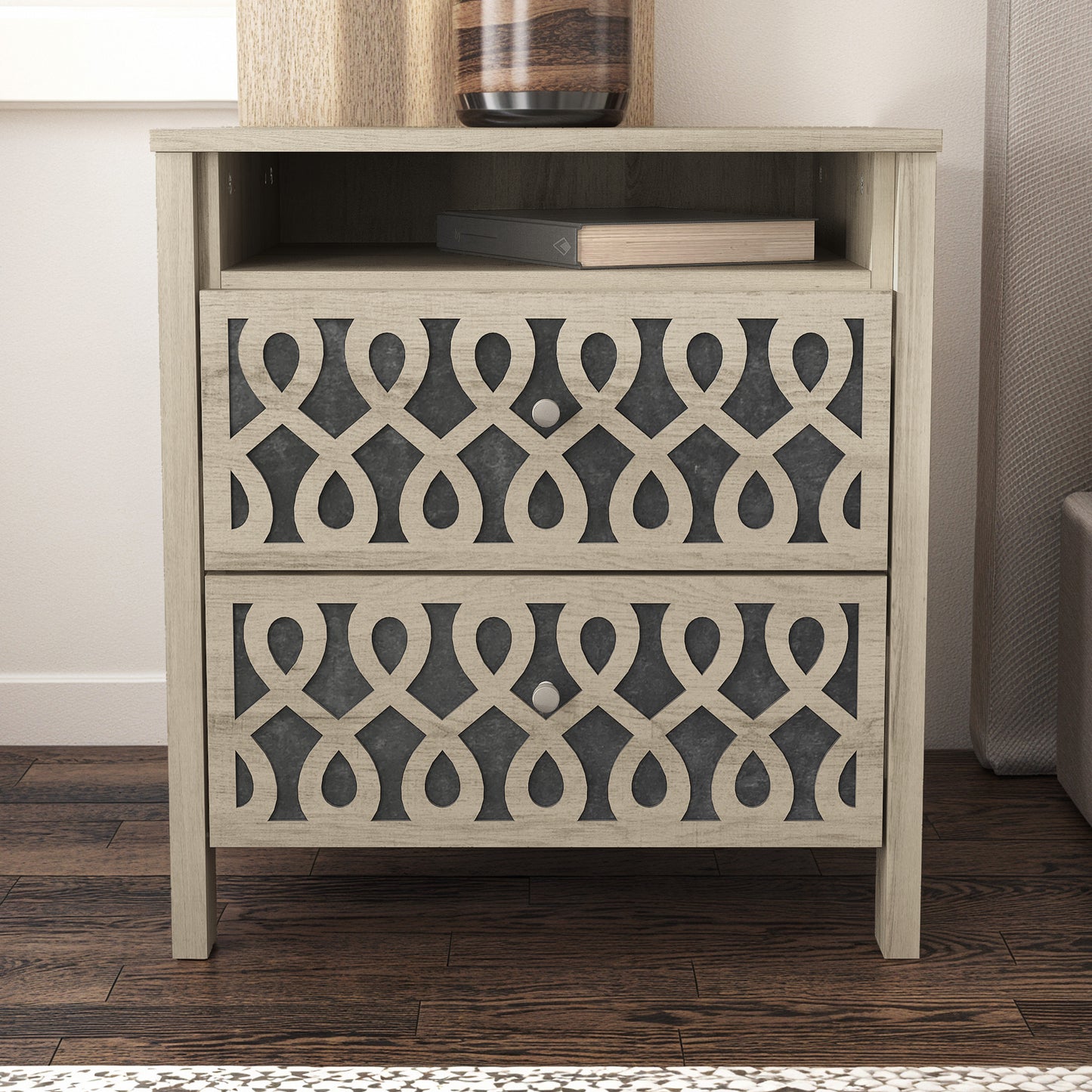 Galano Modern 2-Drawer Nightstands with Open Storage 20.9" W × 15.7" D × 22.7" H