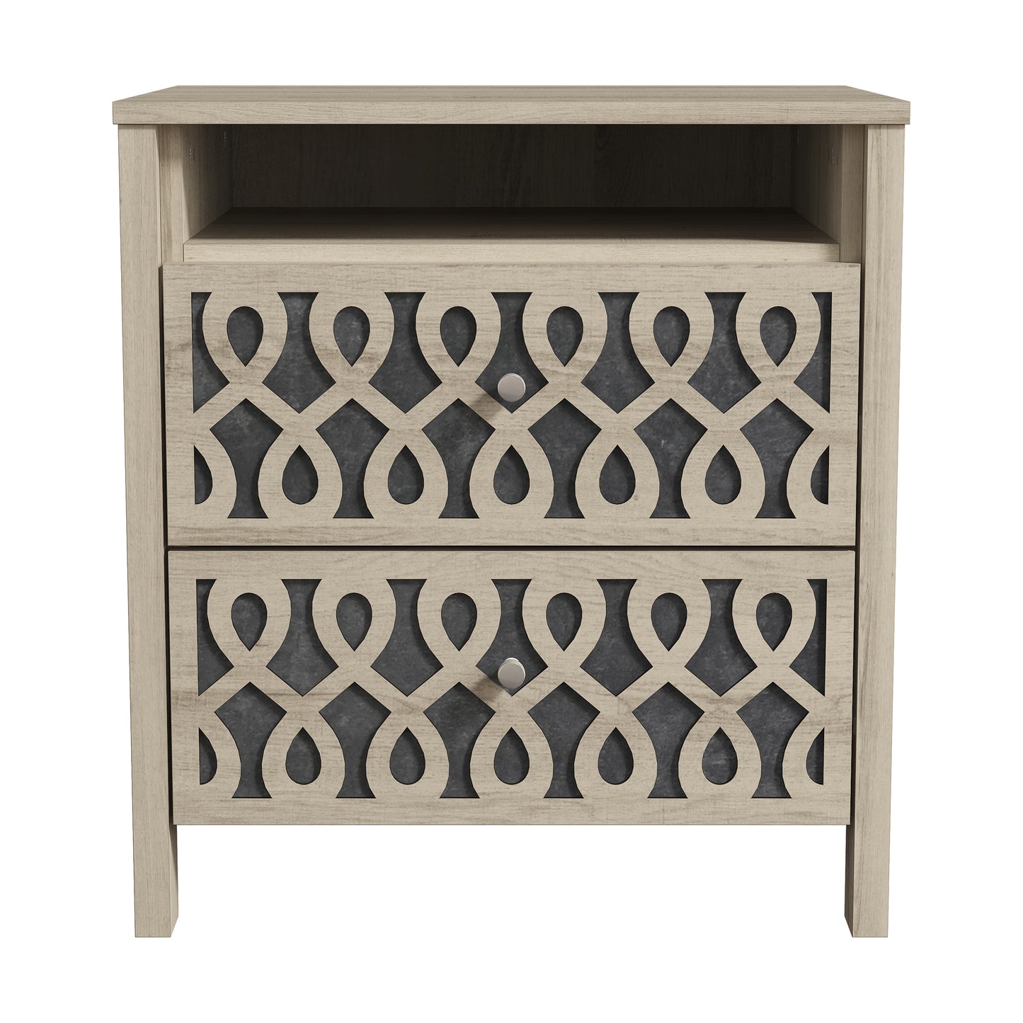 Galano Modern 2-Drawer Nightstands with Open Storage 20.9" W × 15.7" D × 22.7" H