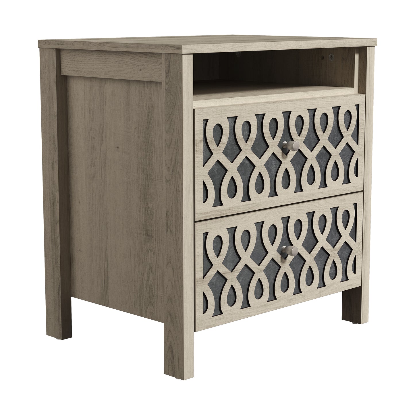 Galano Modern 2-Drawer Nightstands with Open Storage 20.9" W × 15.7" D × 22.7" H