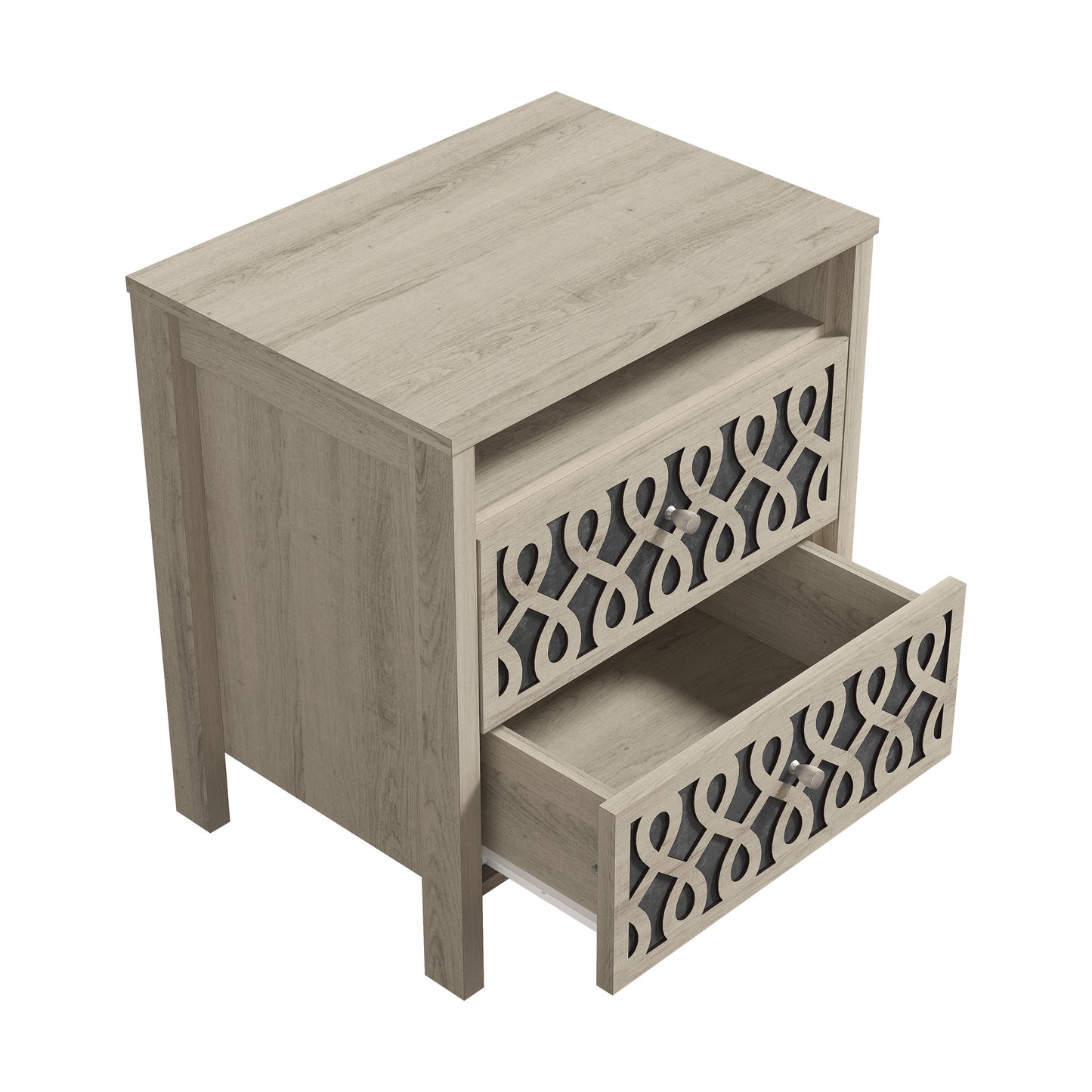 Galano Modern 2-Drawer Nightstands with Open Storage 20.9" W × 15.7" D × 22.7" H