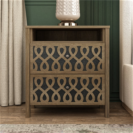 Galano Modern 2-Drawer Nightstands with Open Storage 20.9" W × 15.7" D × 22.7" H