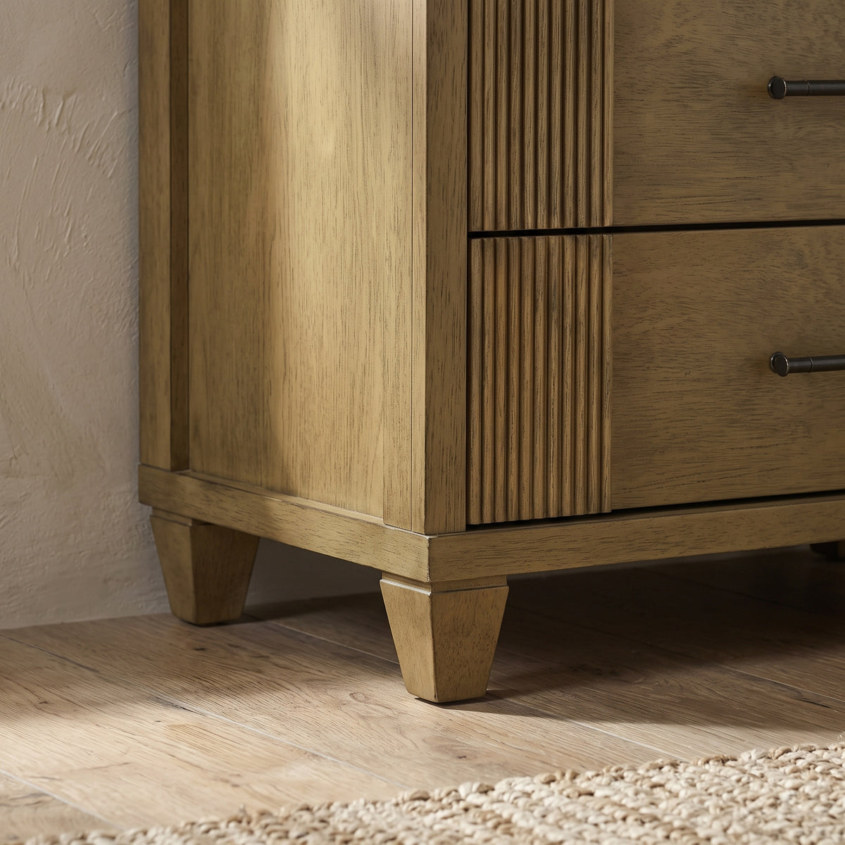 Galano 28.7" W Mid-Century Modern 5 Drawer Chest with Fluted Fronts and Solid Wood Legs