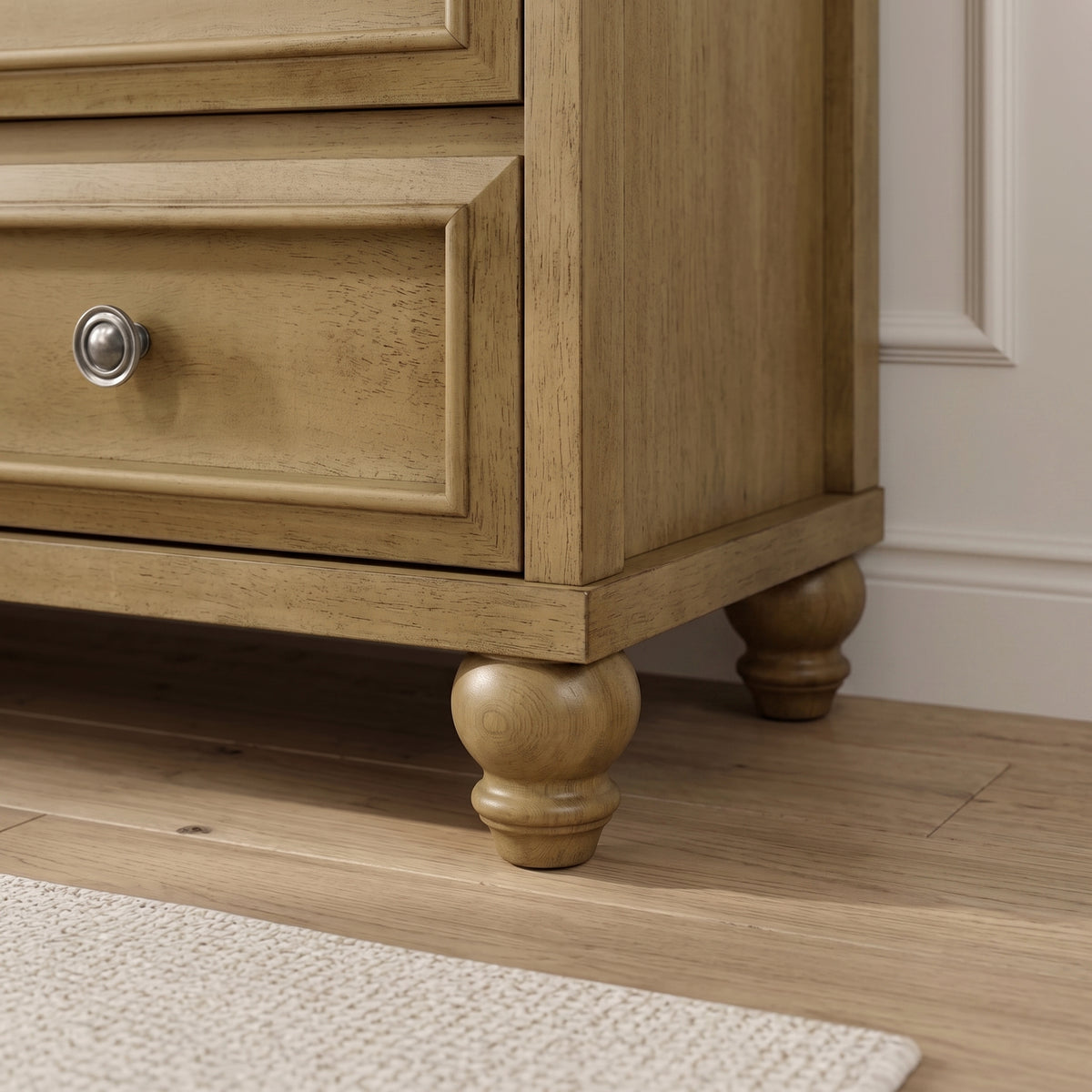 Galano 54.8" W Traditional 6 Drawer Double Dresser with Solid Wood Bun Feet and Interlocking Drawers