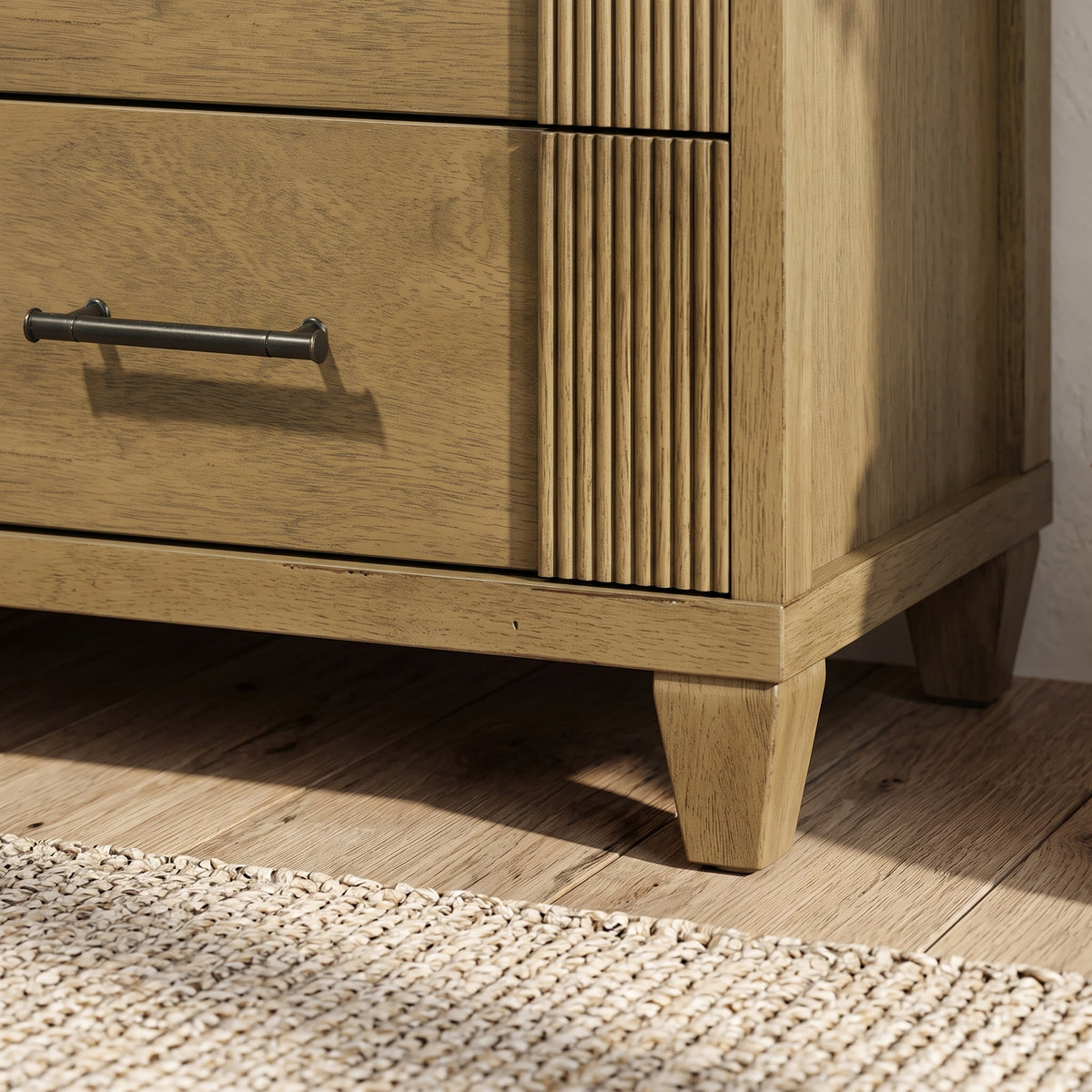 Galano 54.8" W Mid-Century Modern 6 Drawer Dresser with Fluted Fronts and Solid Wood Feet