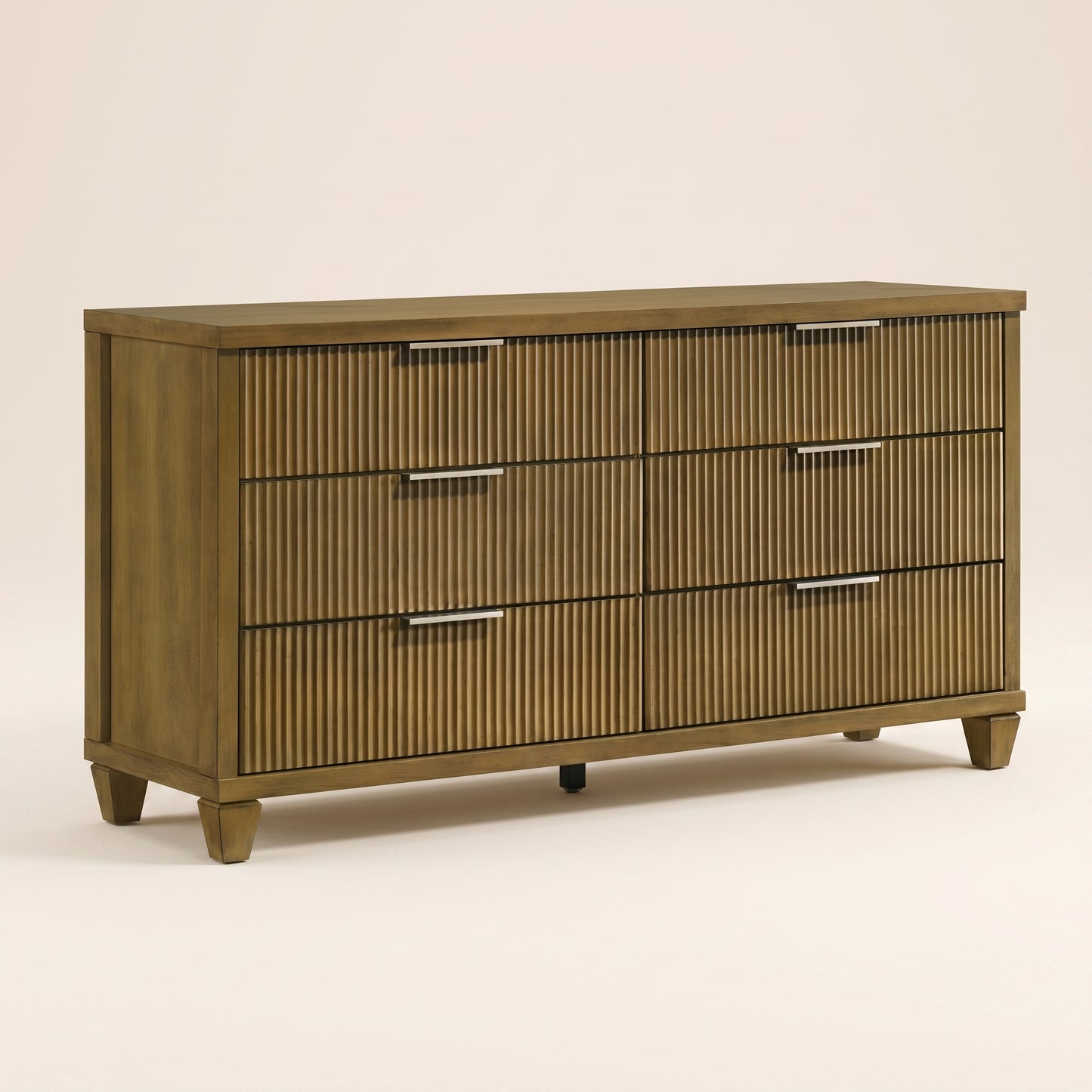GALANO 6-Drawer Dresser, 54.8" Wide, Mid-Century Fluted Fronts, 1 Dresser