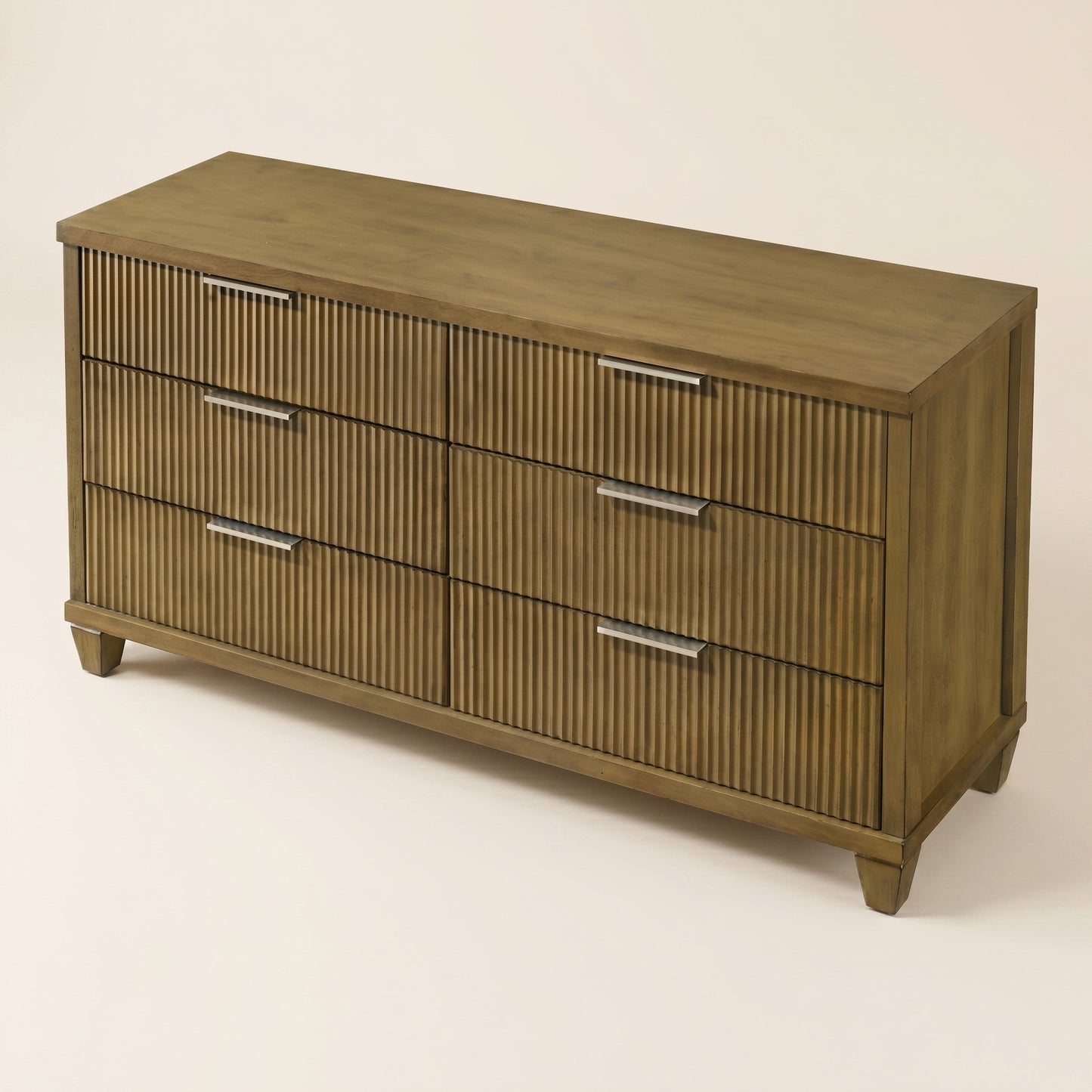 GALANO 6-Drawer Dresser, 54.8" Wide, Mid-Century Fluted Fronts, 1 Dresser