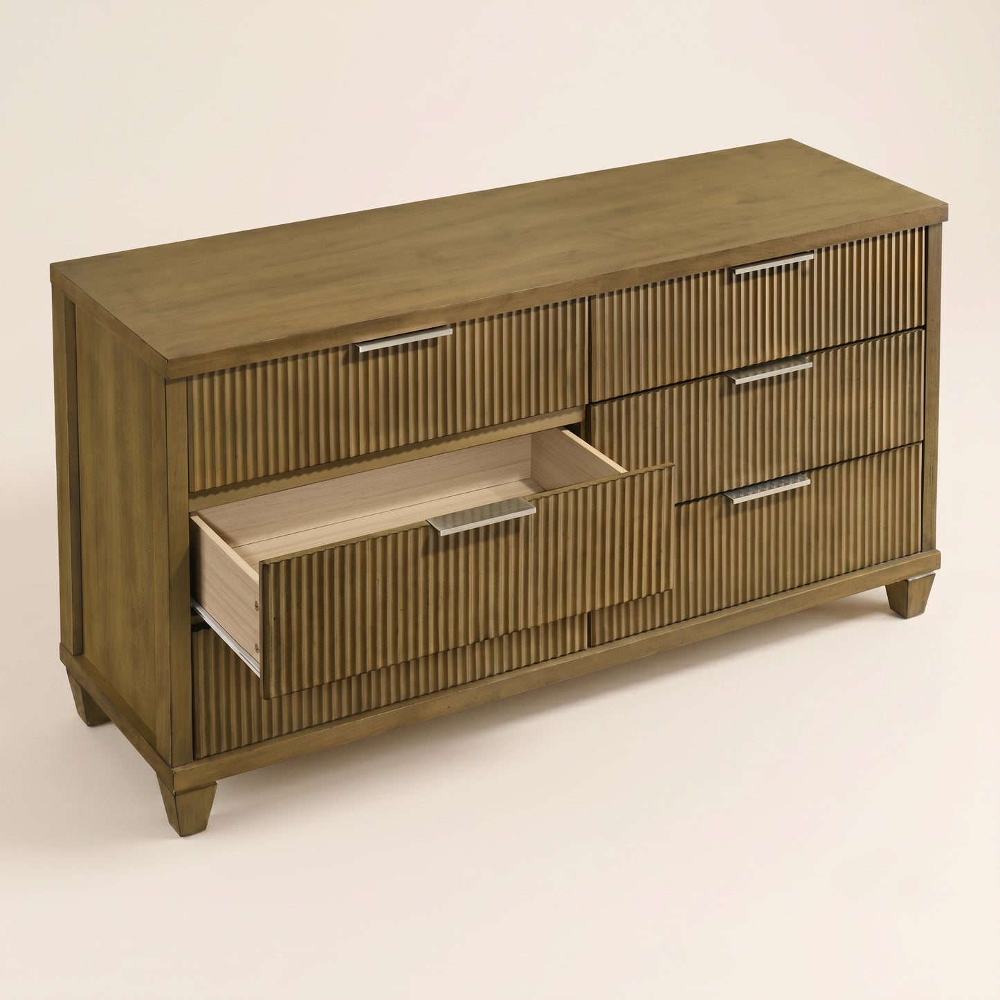 GALANO 6-Drawer Dresser, 54.8" Wide, Mid-Century Fluted Fronts, 1 Dresser