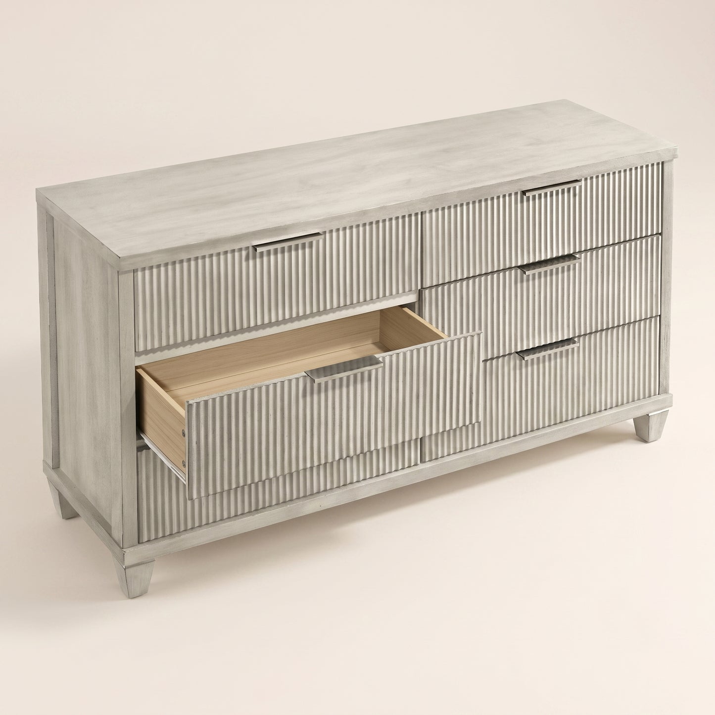 GALANO 6-Drawer Dresser, 54.8" Wide, Mid-Century Fluted Fronts, 1 Dresser