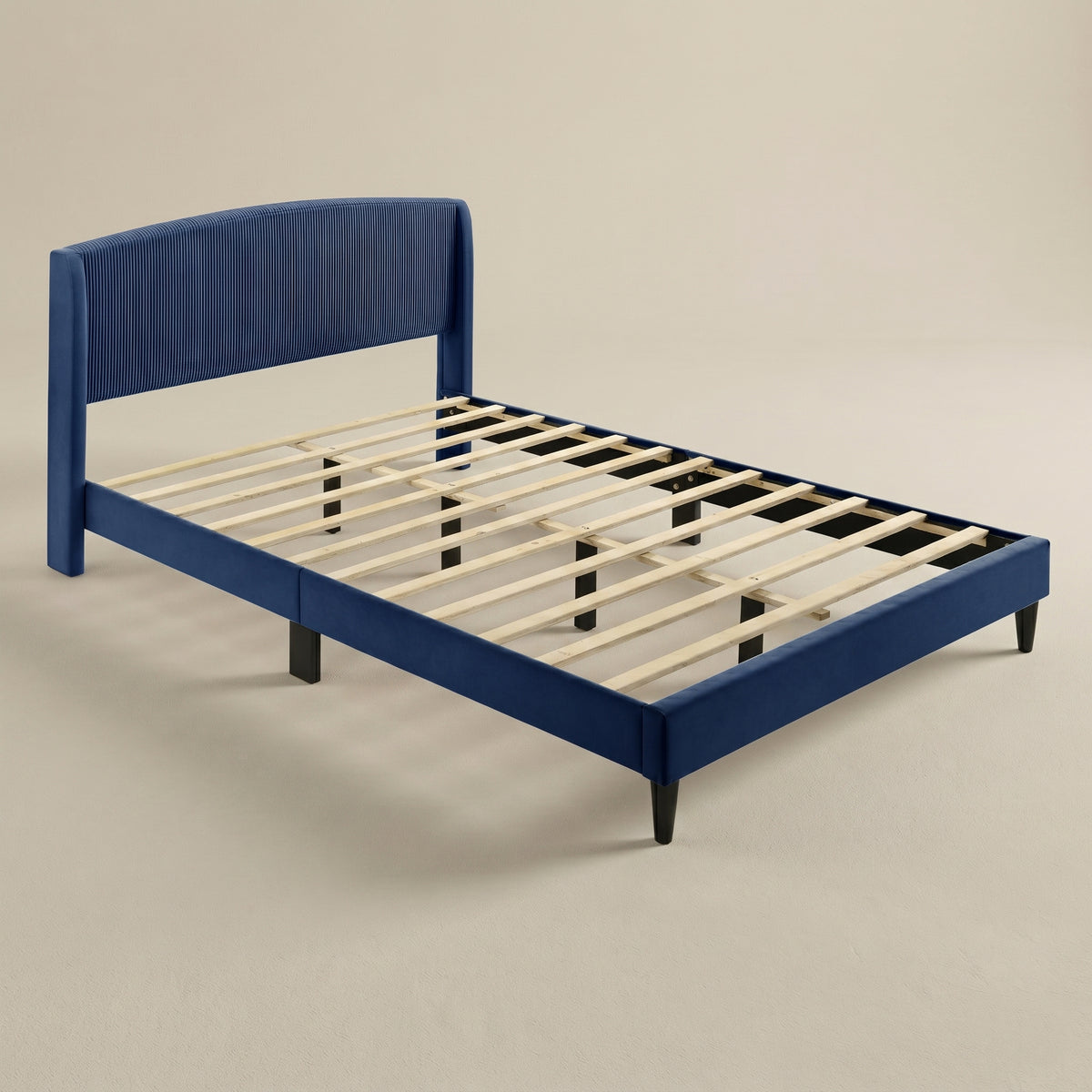 GALANO Queen Upholstered Platform Bed with Curved Headboard