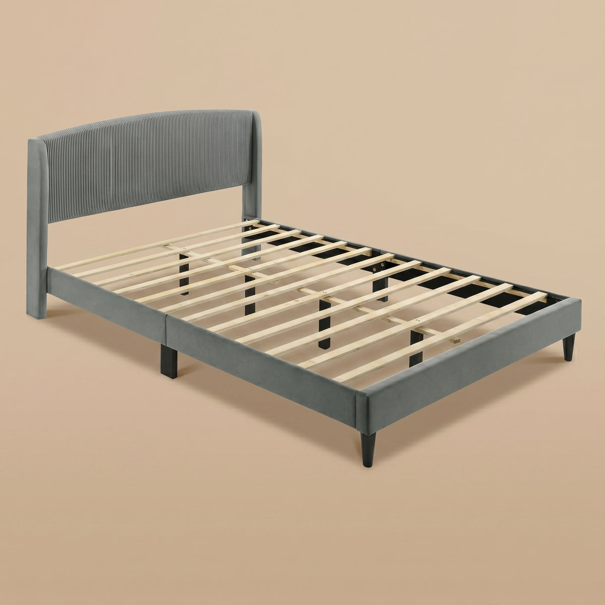 GALANO Queen Upholstered Platform Bed with Curved Headboard