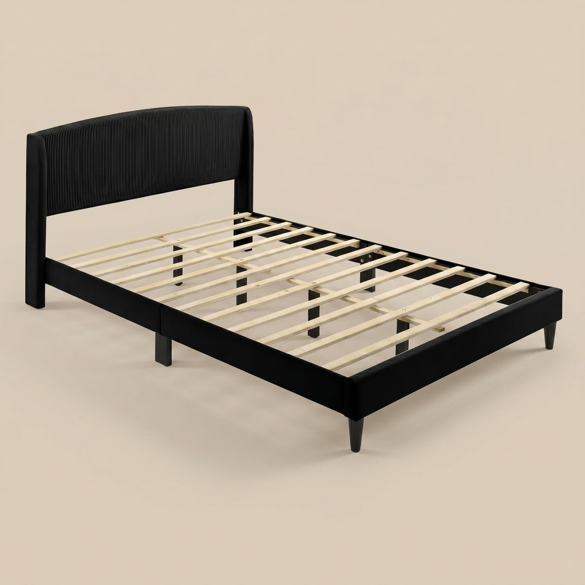 GALANO Queen Upholstered Platform Bed with Curved Headboard