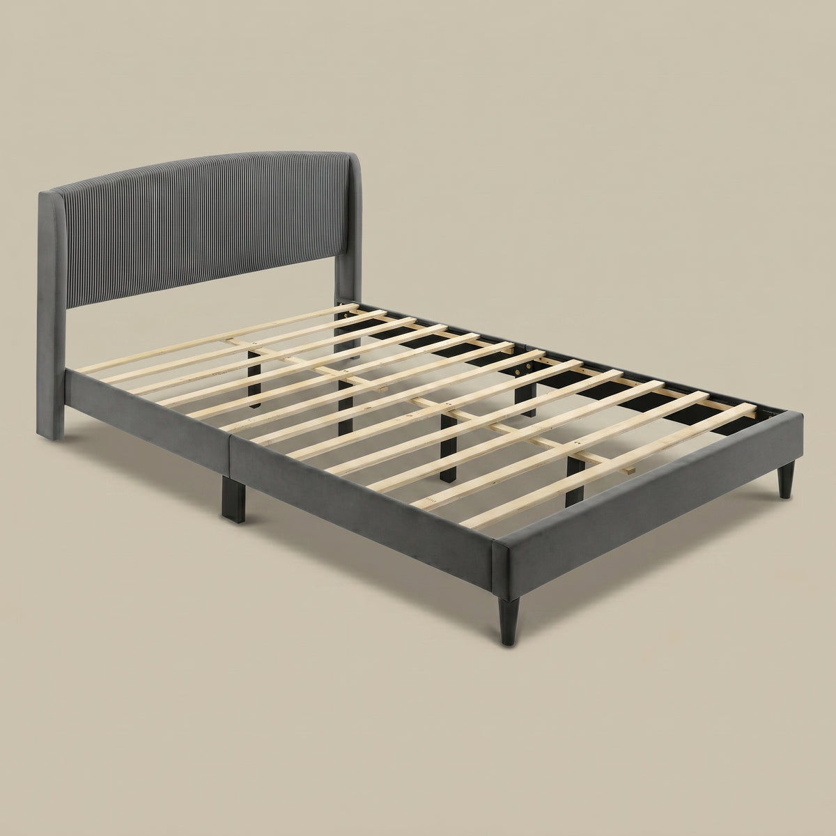 GALANO Queen Upholstered Platform Bed with Curved Headboard