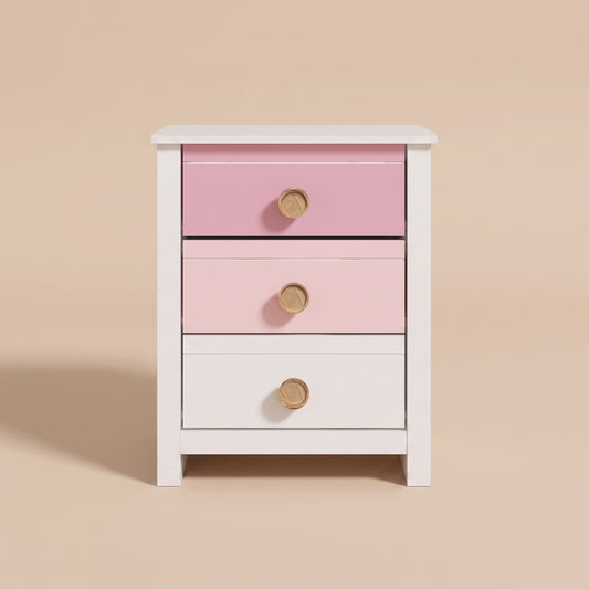 Galano 23" H Contemporary 3-Drawer Teen Nightstand Bedside Table with Colorblock Fronts