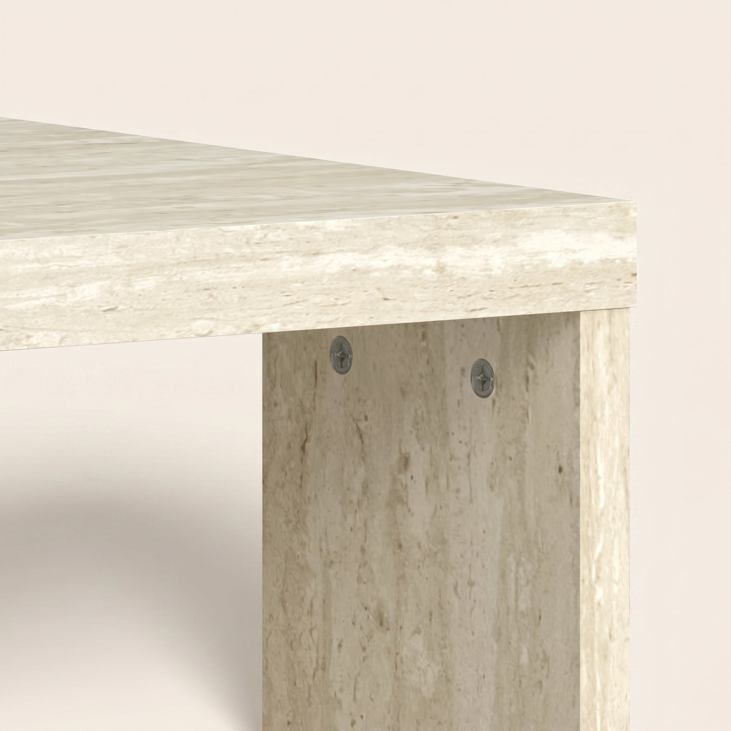 GALANO Modern Square Coffee Table with Shelf, 31.1", Travertine, 1-Piece