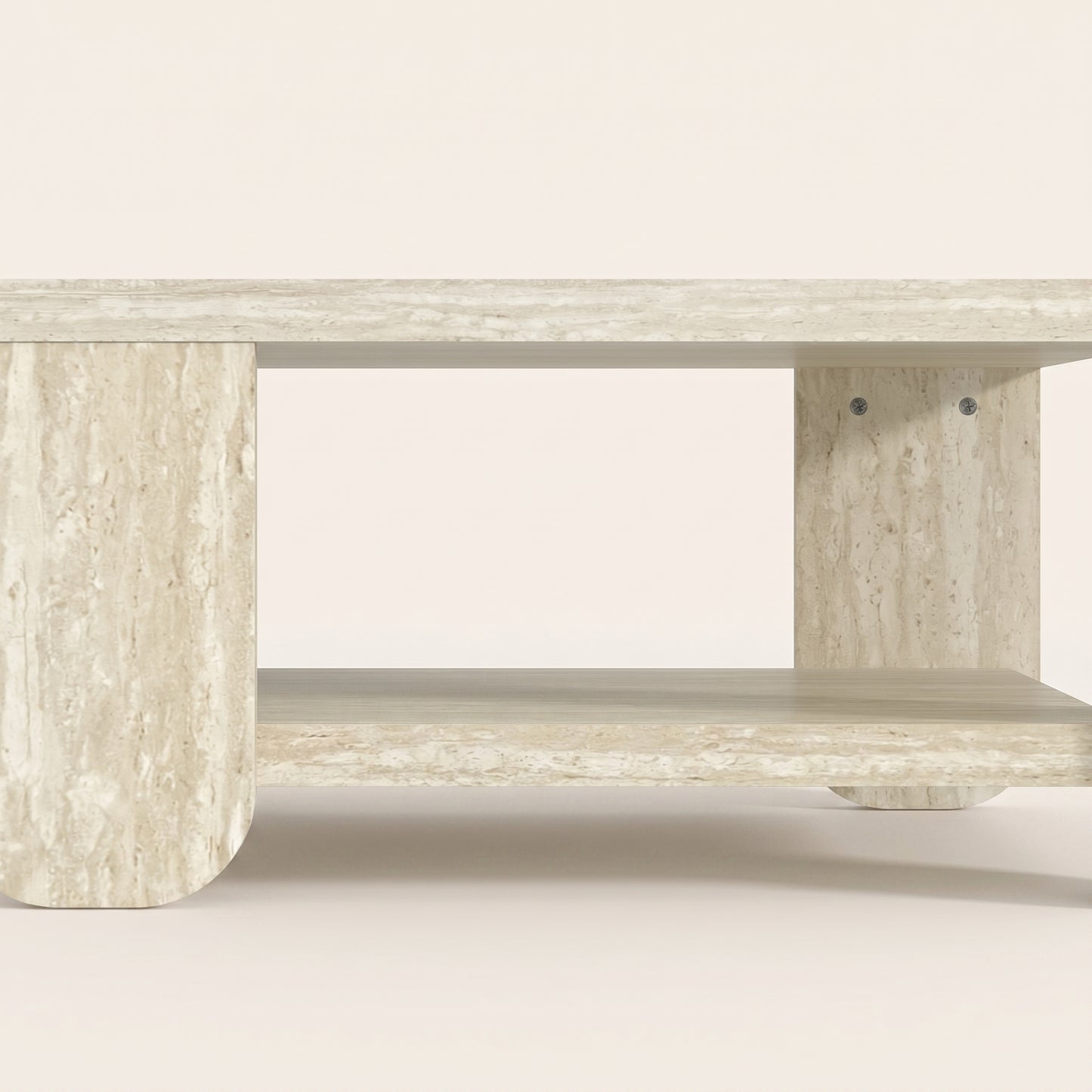 GALANO Modern Square Coffee Table with Shelf, 31.1", Travertine, 1-Piece