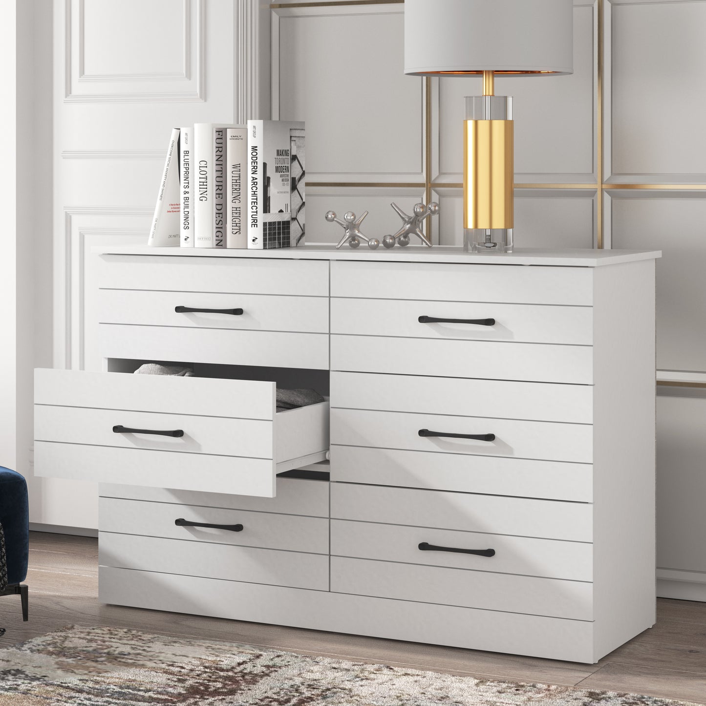 Galano Galano Uf Elis 6 Drawer Dresser (Interlock) - White