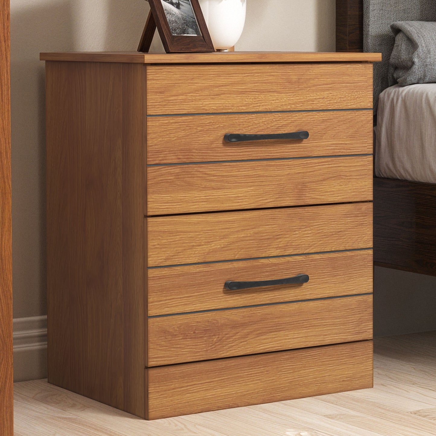 Galano Elis Rae 2 Drawer Nightstand - Amber Walnut