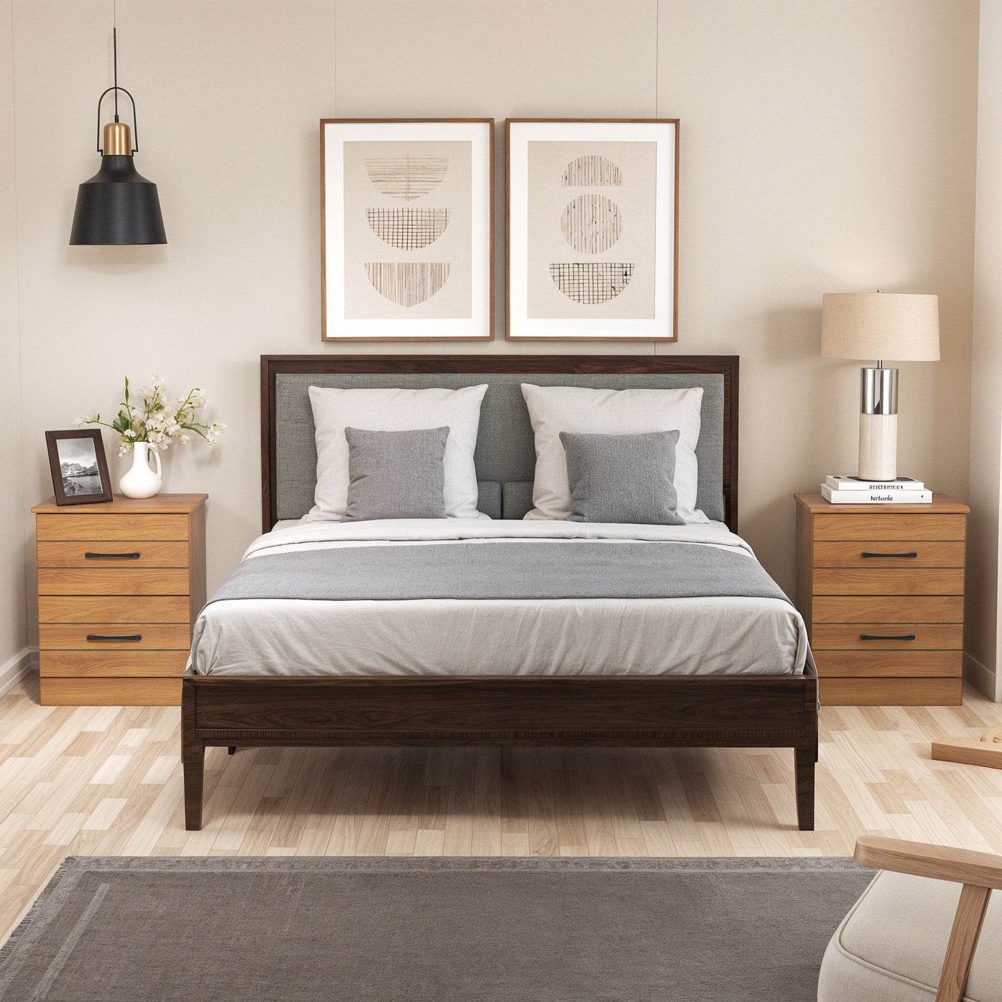 Galano Elis Rae 2 Drawer Nightstand - Amber Walnut