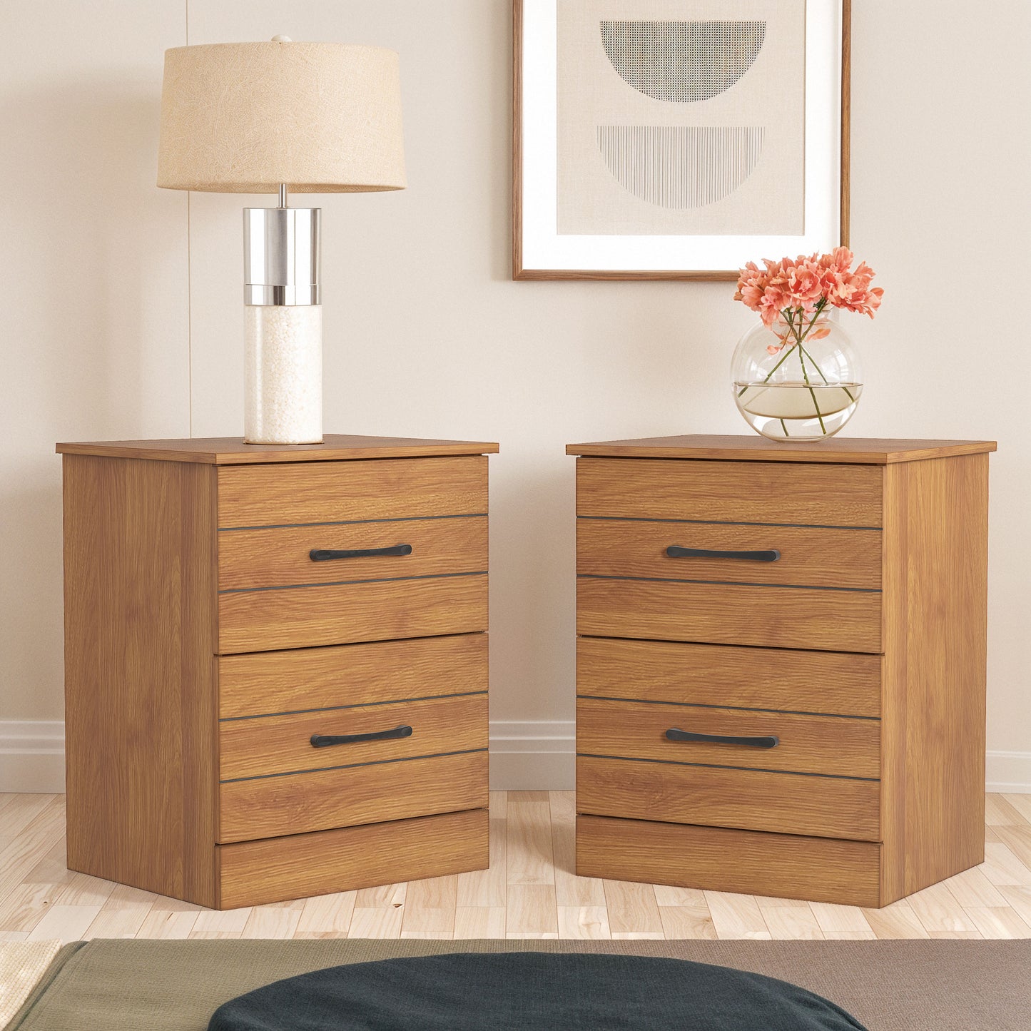 Galano Elis Rae 2 Drawer Nightstand - Amber Walnut