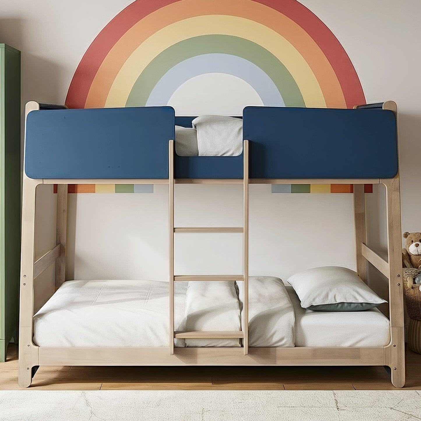 Galano Modern Wood Bunk Bed with Integrated Ladder 82.4" W x 42.2" D x 61.9" H