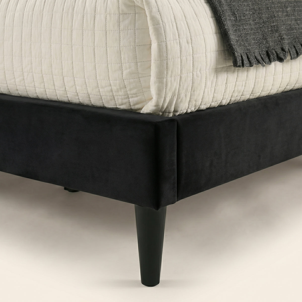 GALANO King Upholstered Platform Bed with Curved Wingback Headboard, No Box Spring Required