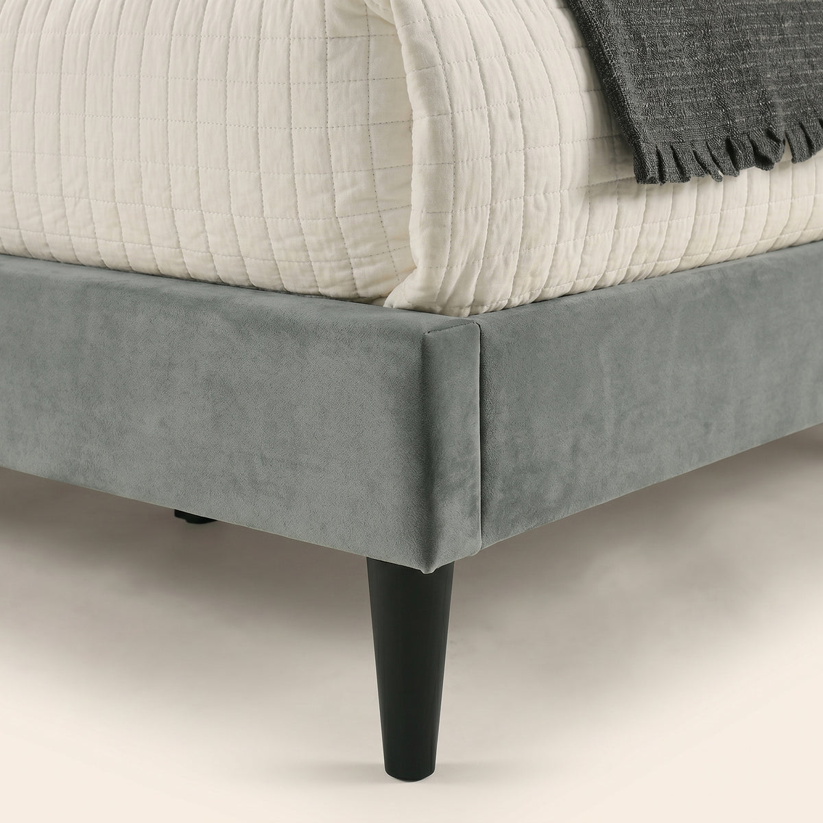 GALANO King Upholstered Platform Bed with Curved Wingback Headboard, No Box Spring Required