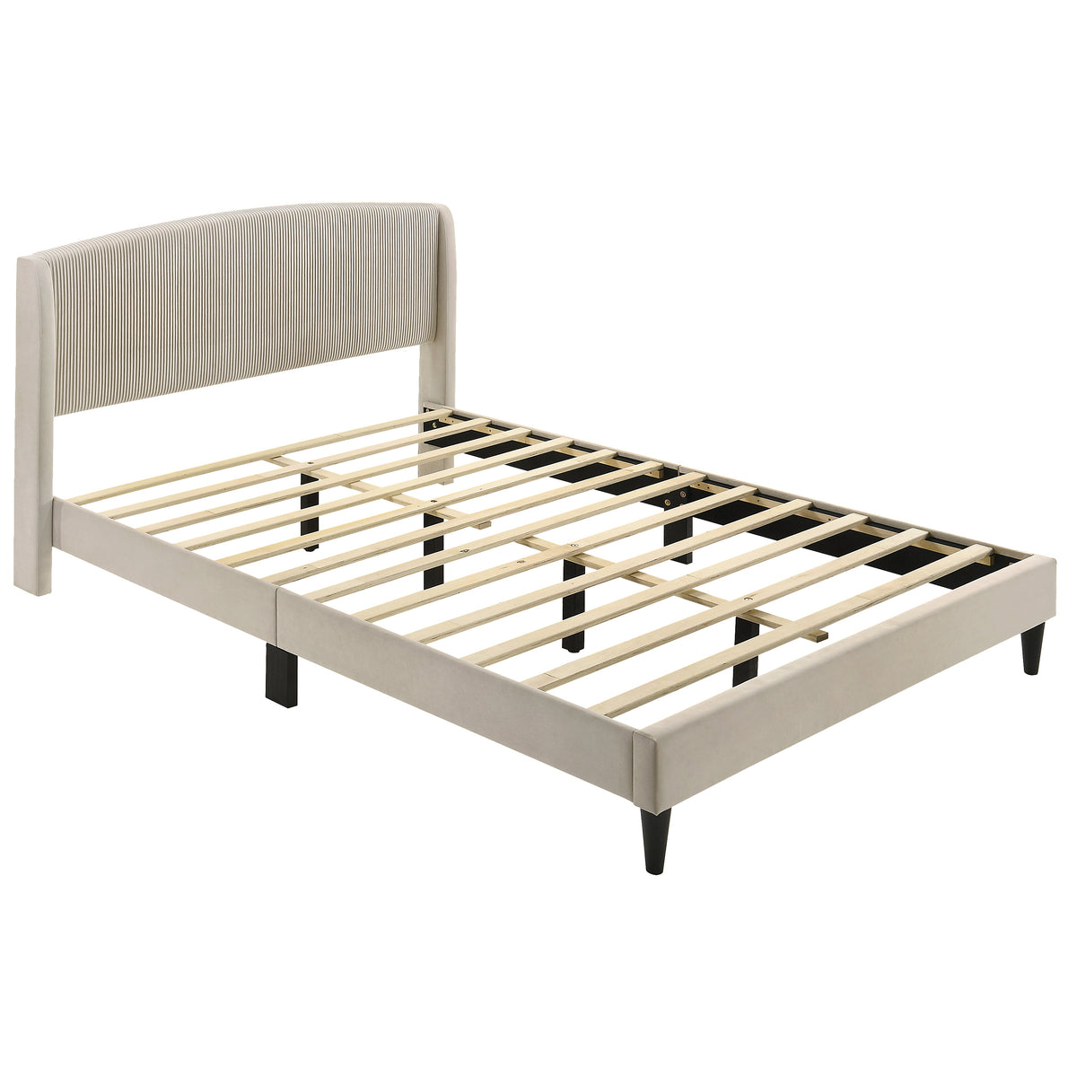 GALANO Queen Upholstered Platform Bed with Curved Headboard