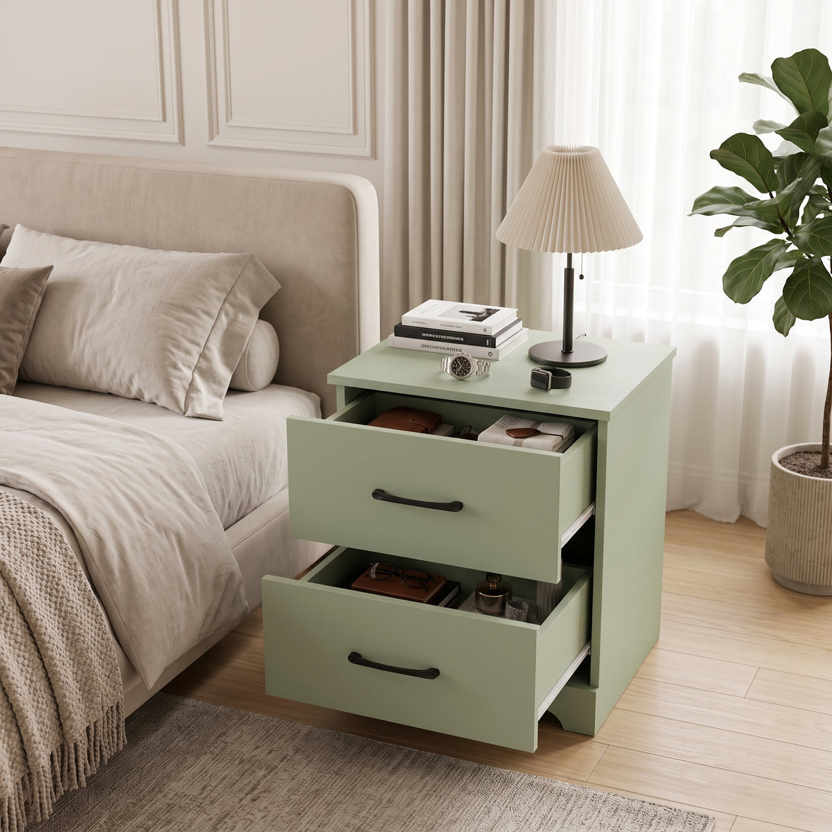 Galano Modern 2-Drawer Nightstand with Storage, Compact Bedside Table or End Table, 18.7" W x 15.7" D x 23.7" H