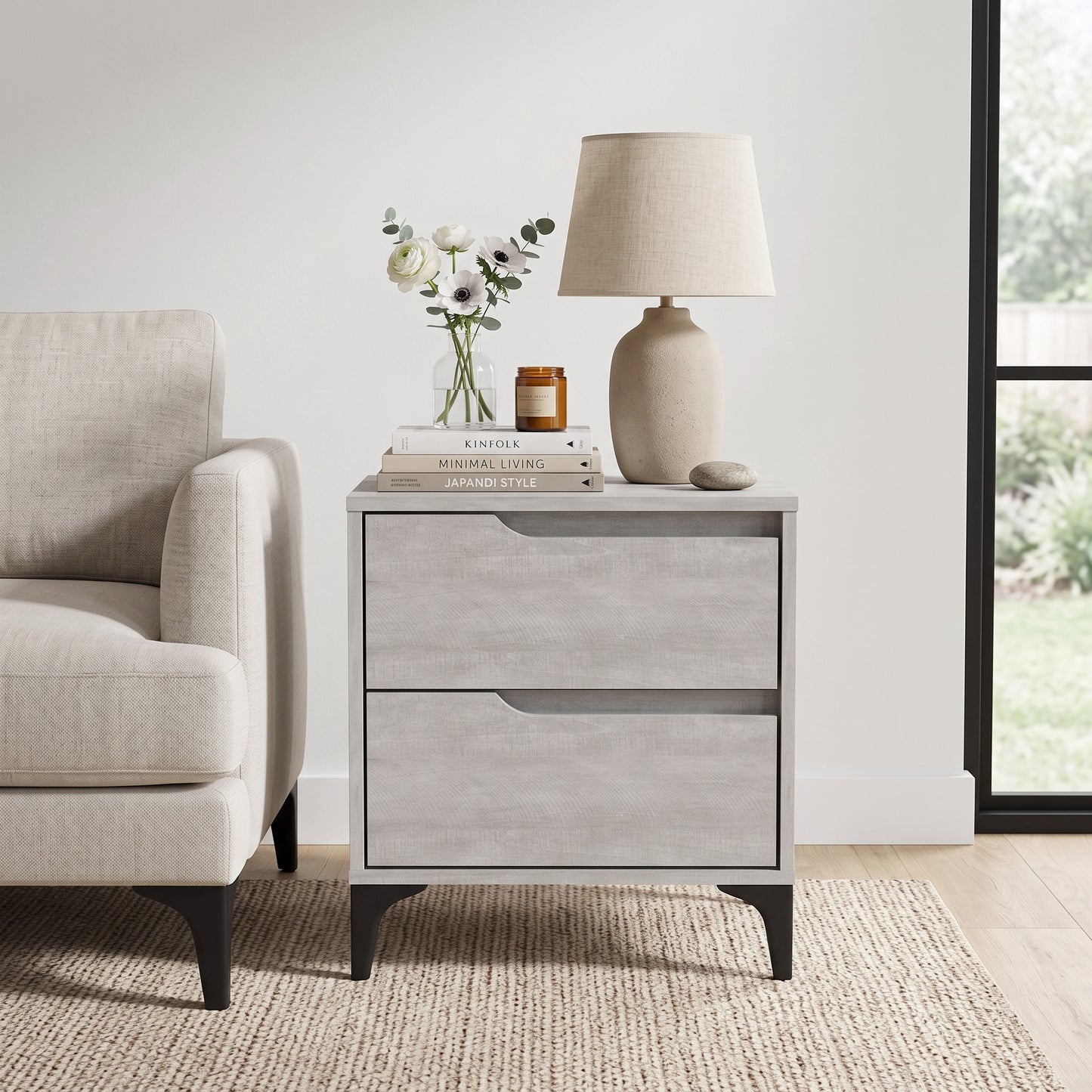 Galano Modern 2-Drawer Nightstand & Side Table for Bedroom or Living Room