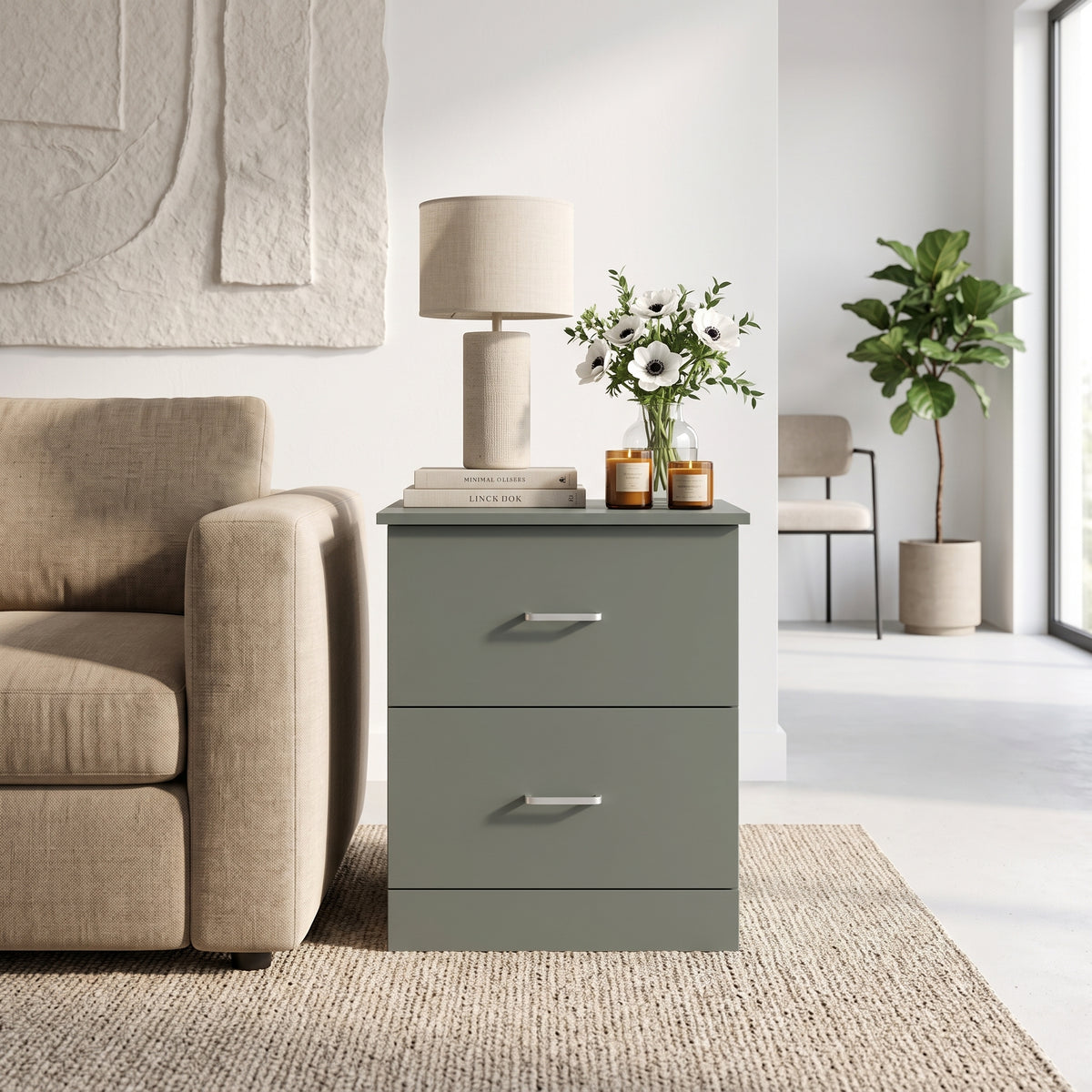 Galano Modern 2-Drawer Nightstand with Storage, Compact Bedside Table or End Table, 18.7" W x 15.7" D x 23.7" H
