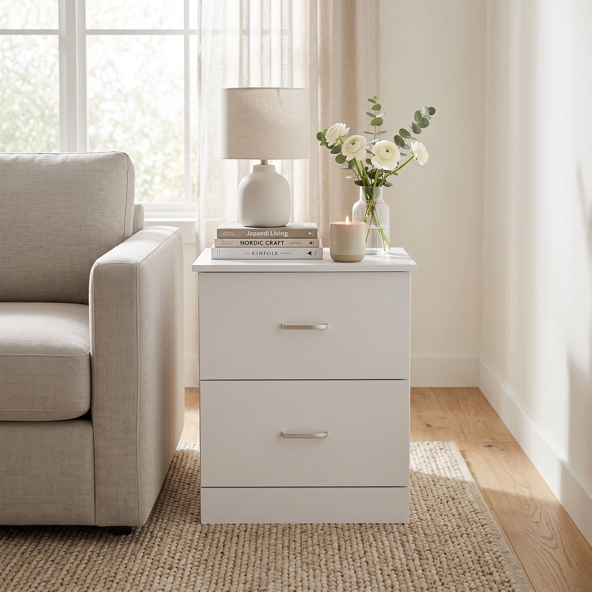 Galano Modern 2-Drawer Nightstand with Storage, Compact Bedside Table or End Table, 18.7" W x 15.7" D x 23.7" H