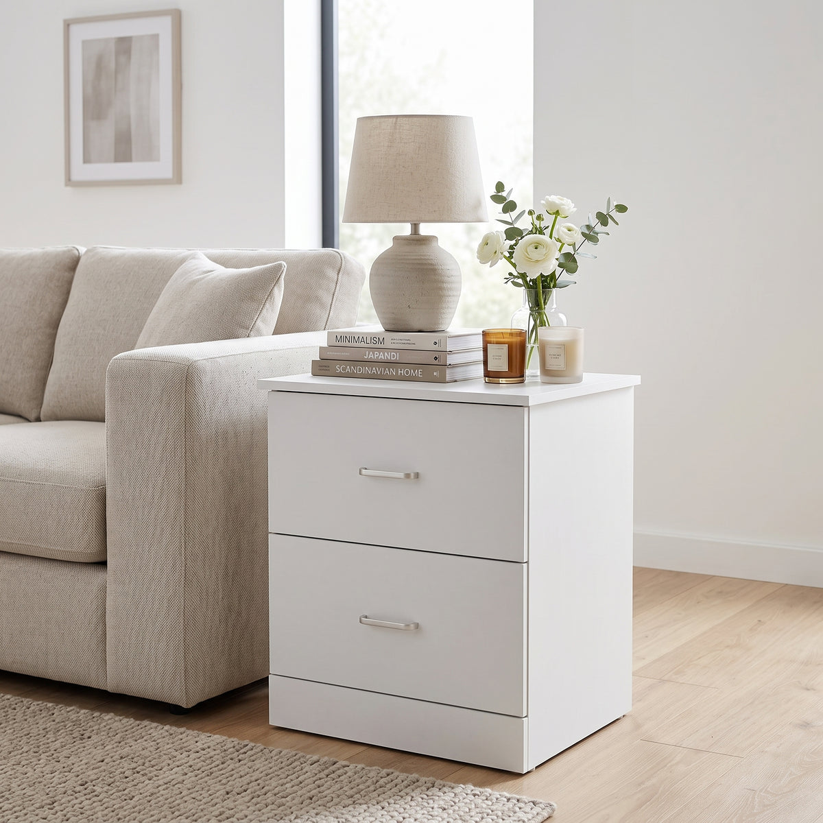 Galano Modern 2-Drawer Nightstand with Storage, Compact Bedside Table or End Table, 18.7" W x 15.7" D x 23.7" H