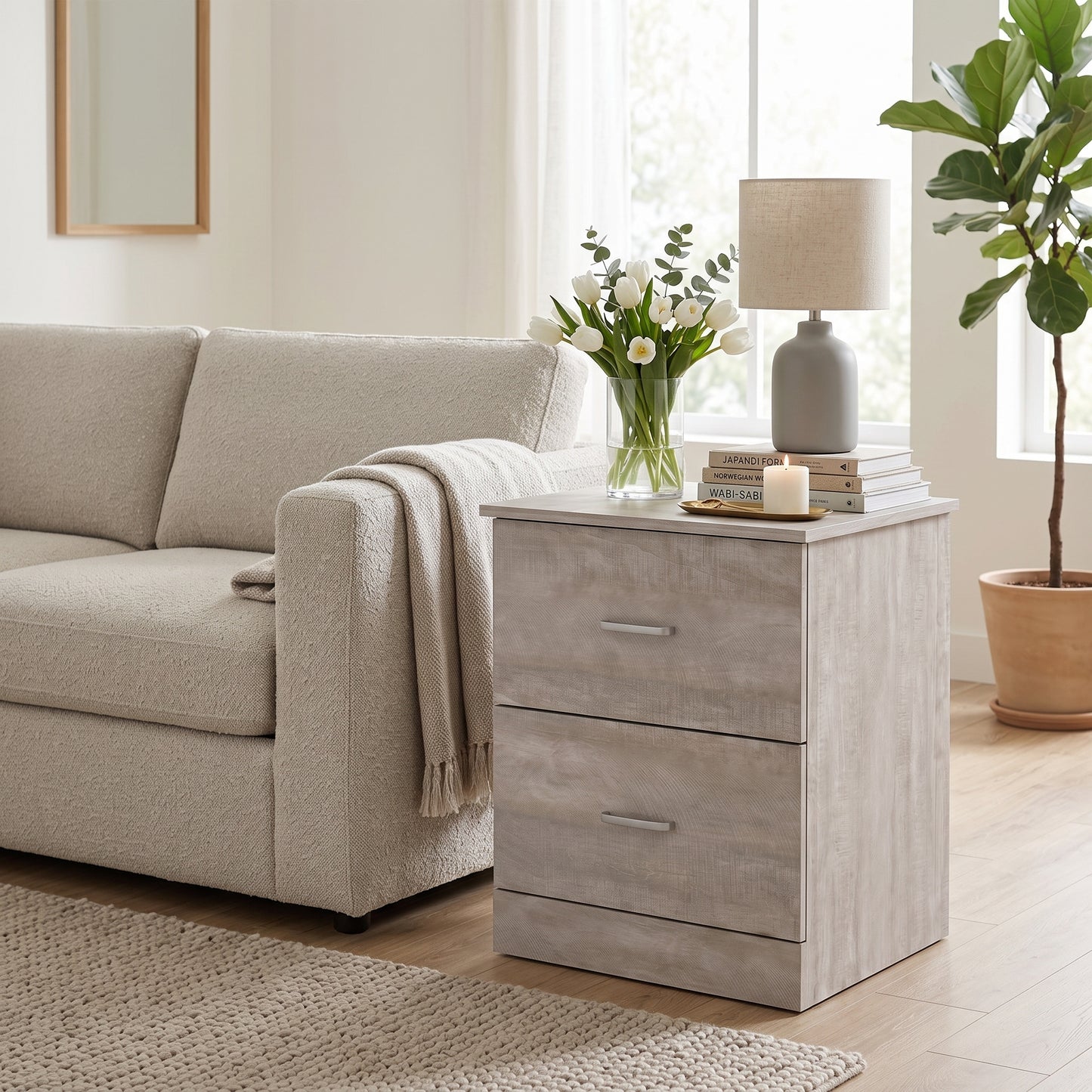 Galano Modern 2-Drawer Nightstand with Storage, Compact Bedside Table or End Table, 18.7" W x 15.7" D x 23.7" H