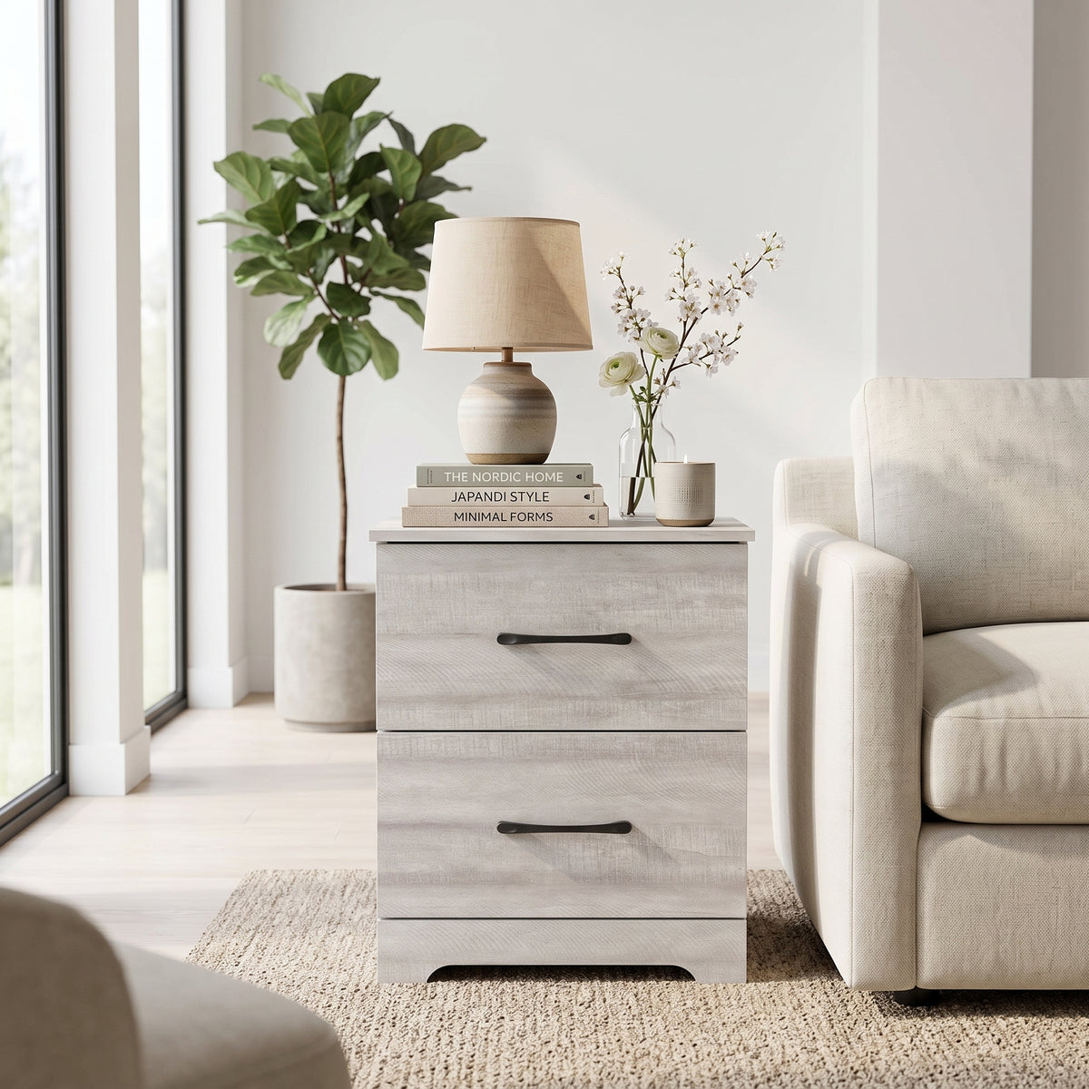 Galano Modern 2-Drawer Nightstand with Storage, Compact Bedside Table or End Table, 18.7" W x 15.7" D x 23.7" H