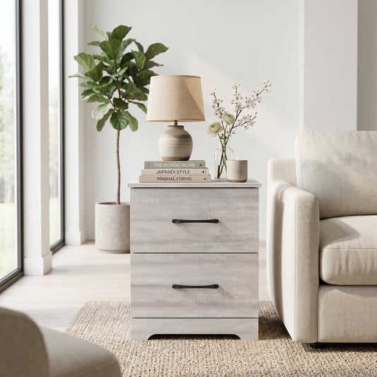 Galano Modern 2-Drawer Nightstand with Storage, Compact Bedside Table or End Table, 18.7" W x 15.7" D x 23.7" H