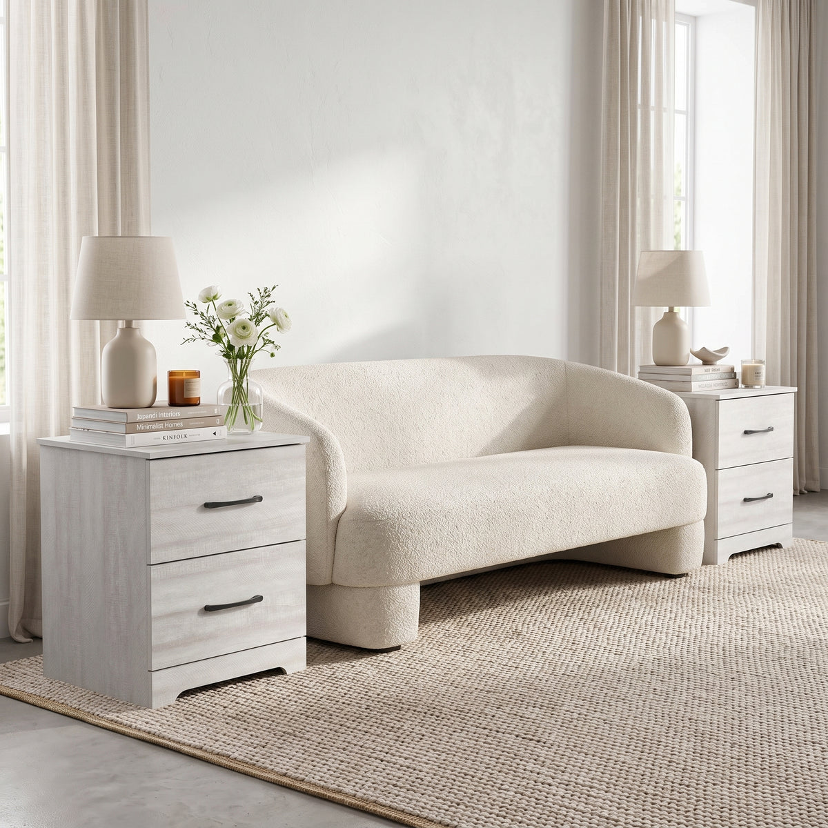 Galano Modern 2-Drawer Nightstand with Storage, Compact Bedside Table or End Table, 18.7" W x 15.7" D x 23.7" H