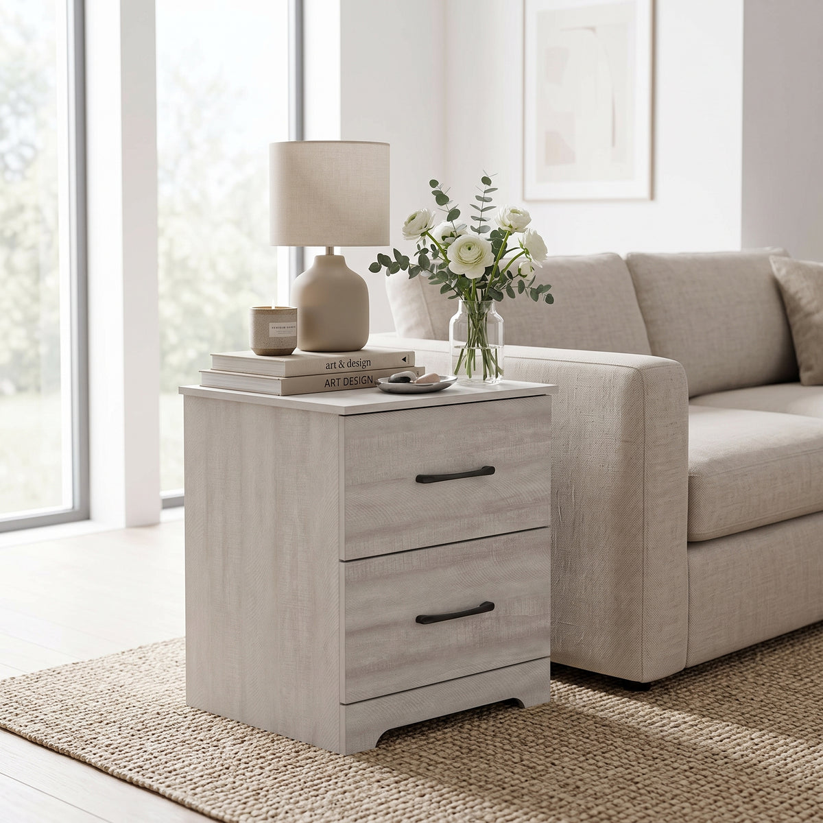 Galano Modern 2-Drawer Nightstand with Storage, Compact Bedside Table or End Table, 18.7" W x 15.7" D x 23.7" H