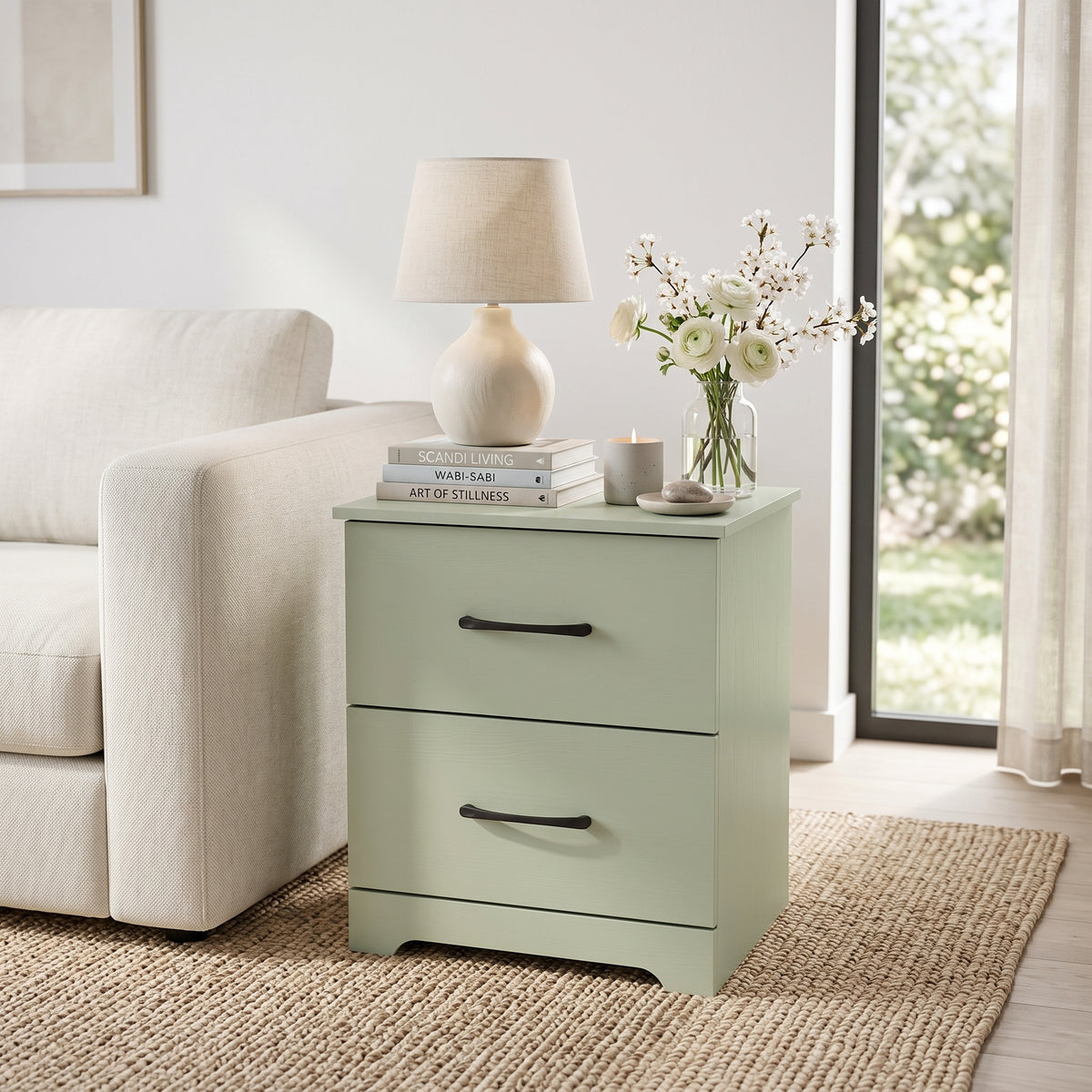 Galano Modern 2-Drawer Nightstand with Storage, Compact Bedside Table or End Table, 18.7" W x 15.7" D x 23.7" H