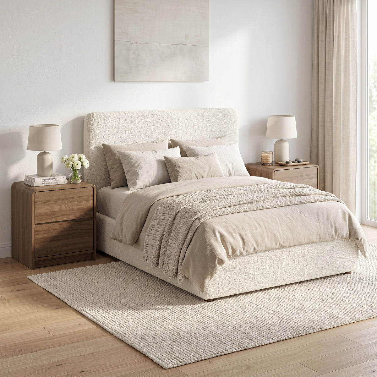 Galano 22" H Set of 2 Modern 2-Drawer Bedside Tables with Rounded Edges - Brown