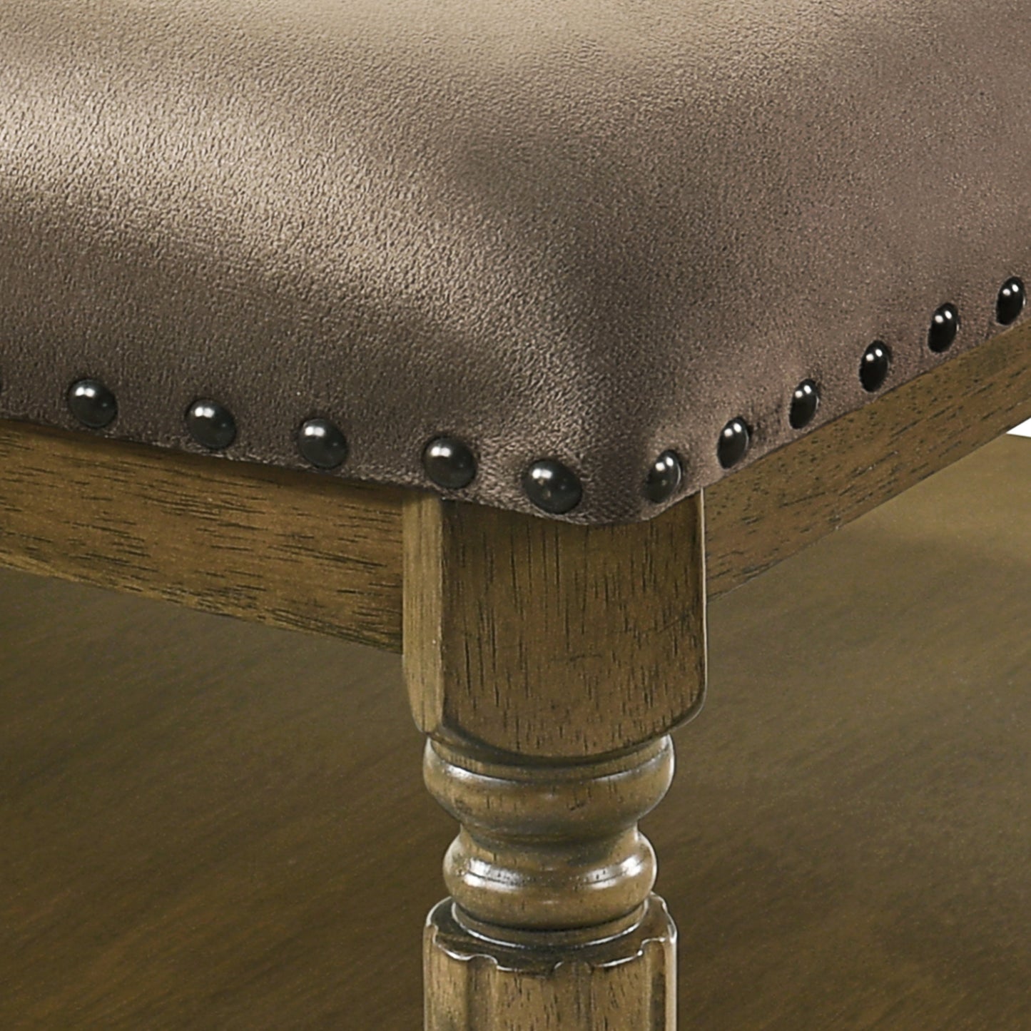 Galano Marcello Upholstered Coffee Table - Antique Oak/Velvet Brown
